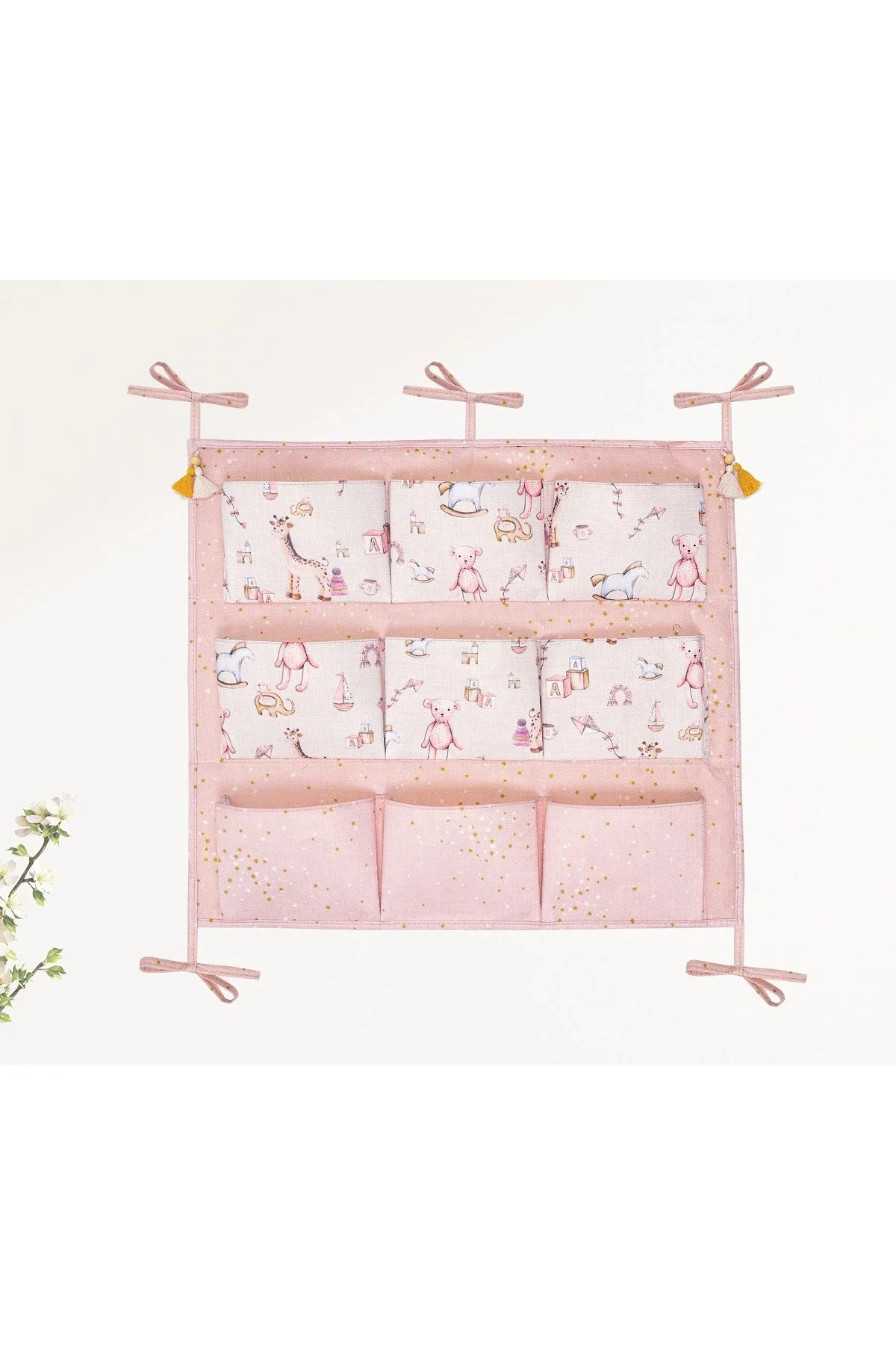 Baby 9 Cepli Bağlamalı Beşik Kenarı Düzenleyici (pembe)