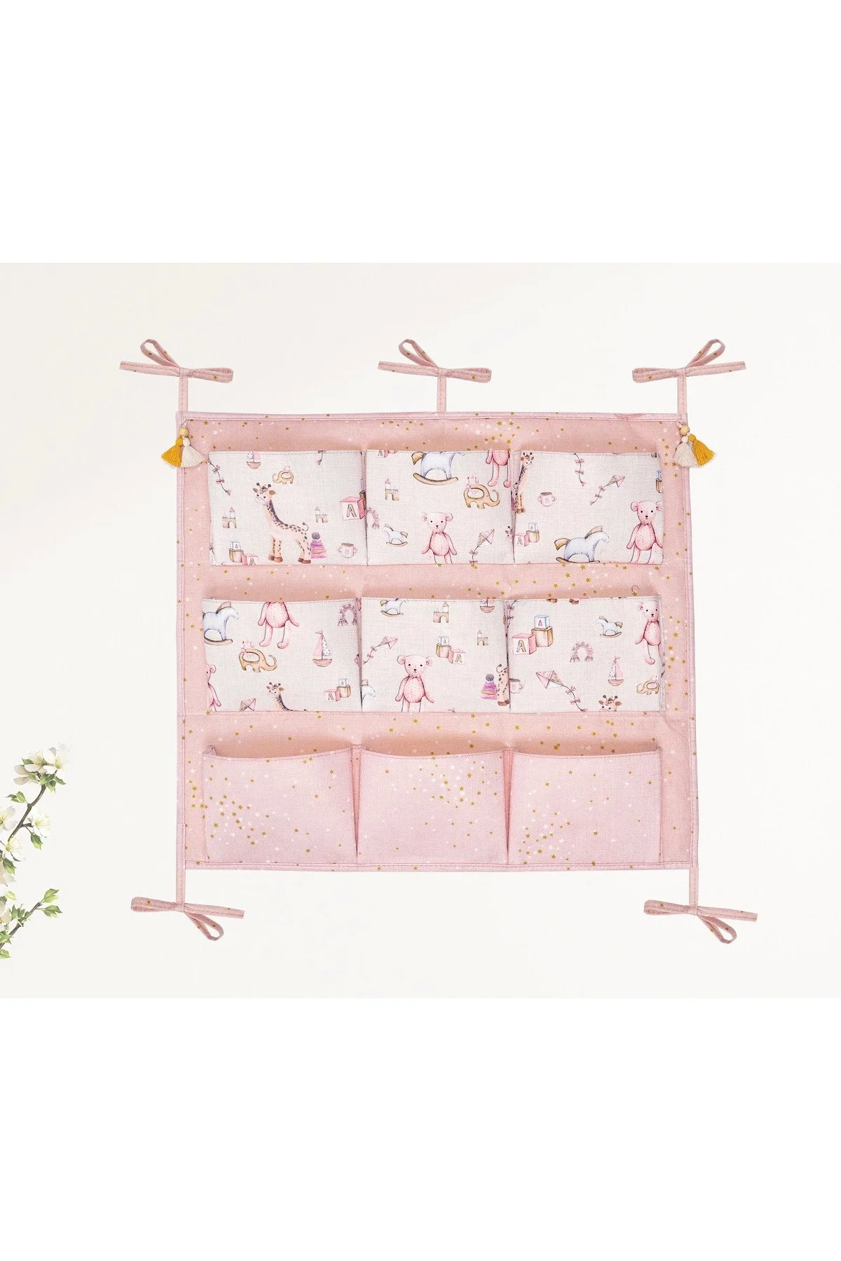 Baby 9 Cepli Bağlamalı Beşik Kenarı Düzenleyici (pembe) (Lisinya)