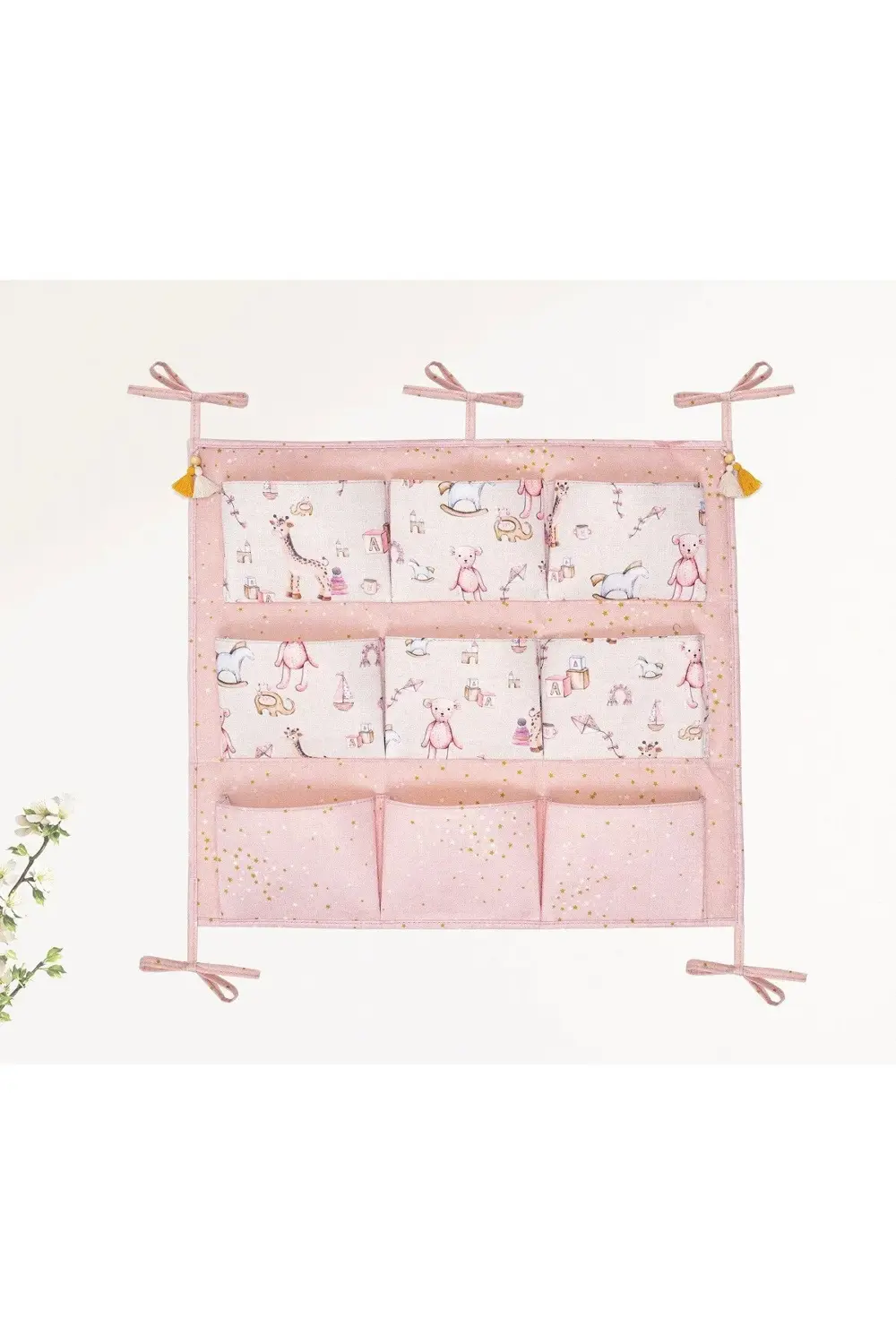 Baby 9 Cepli Bağlamalı Beşik Kenarı Düzenleyici (pembe)