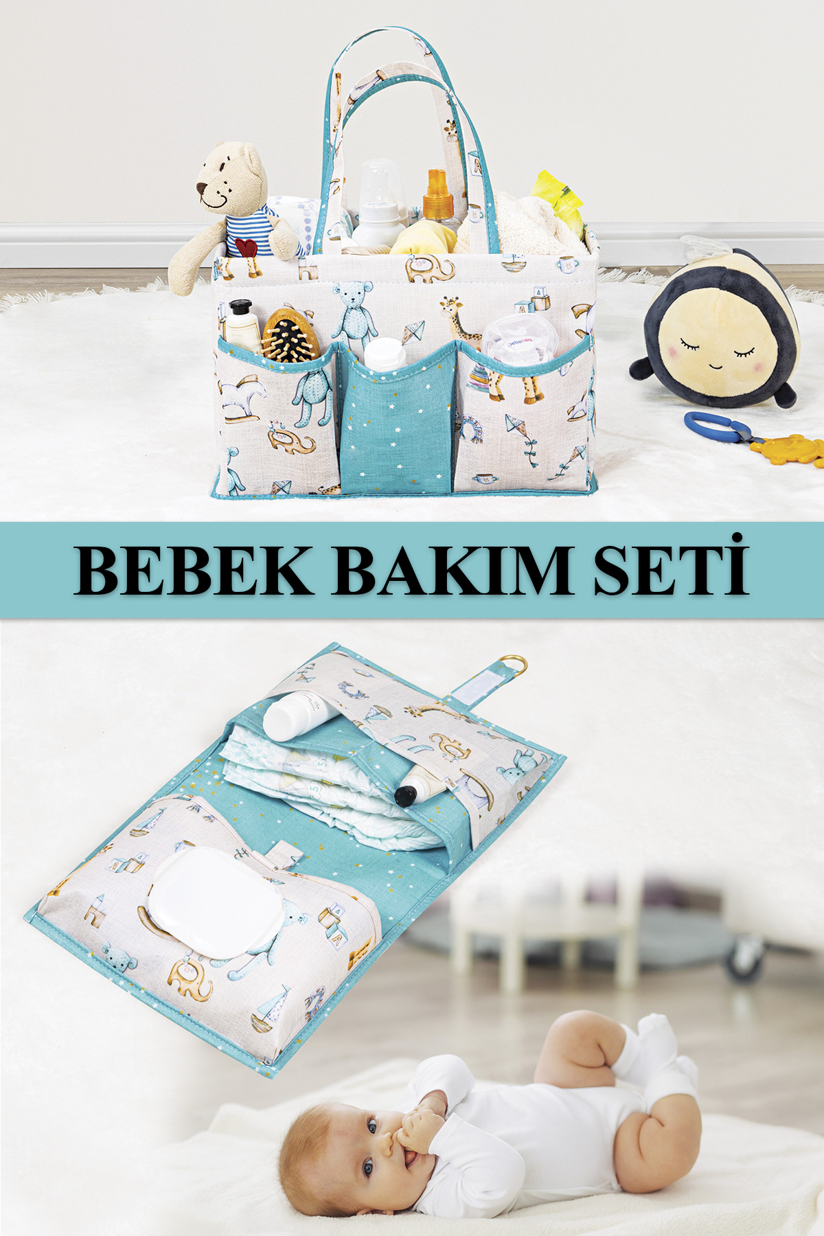 Pazar Kapısı Baby Bakım Seti Bebek Bakım Ve Alt Bakım Çantası Mavi