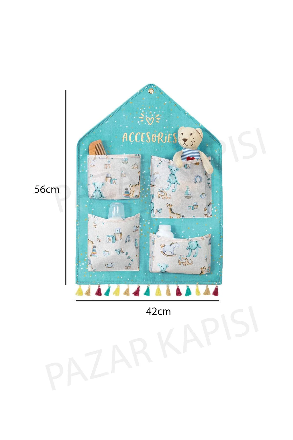 Baby Bebek Odası Duvar Düzenleyici 4 Cepli Mavi