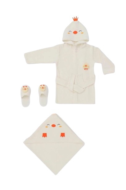Baby Civcivli Bornoz Seti 30038 Ekru Baby Civcivli Bornoz Seti 30038 Ekru