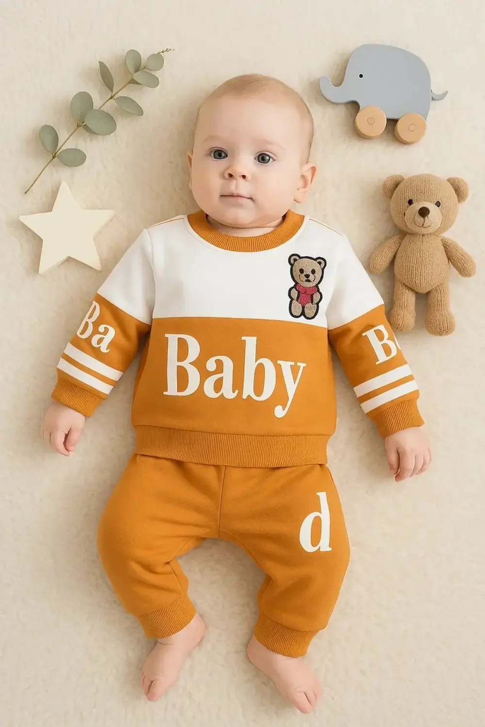 Baby Desenli 2'li % 100 Pamuk Erkek Bebek Takımı