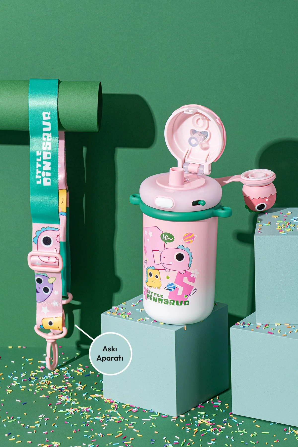 Baby Dinazor Termos Pembe 450 ml