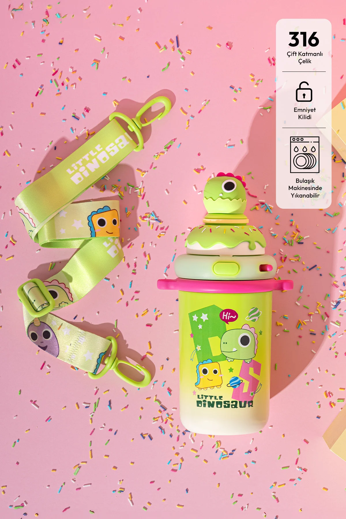 Baby Dinosaur Termos Yeşil 450 ml