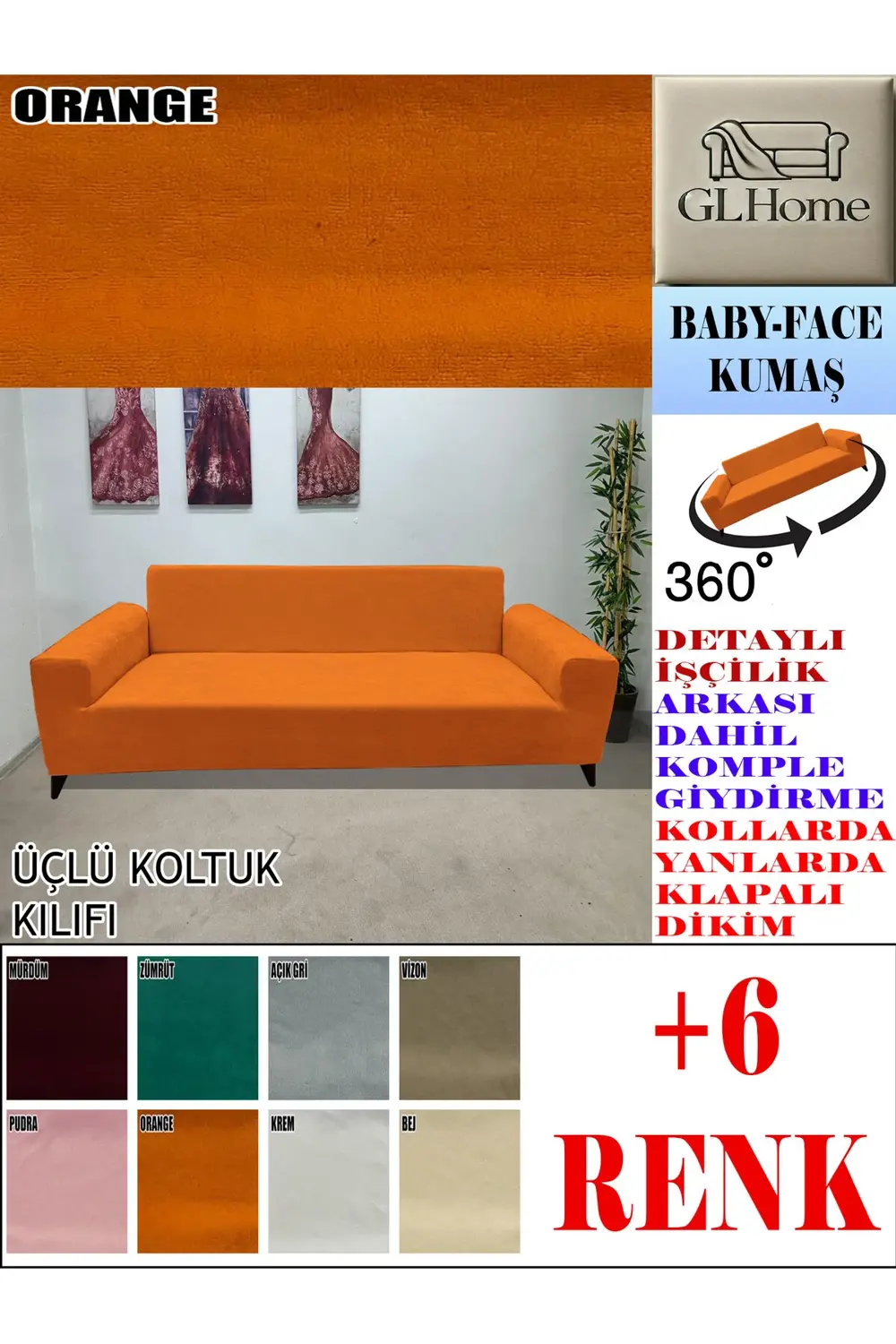 BABY FACE KUMAŞ 3 LÜ KOMPLE GİYDİRME KANEPE & ÇEKYAT, BOHEM, PORT