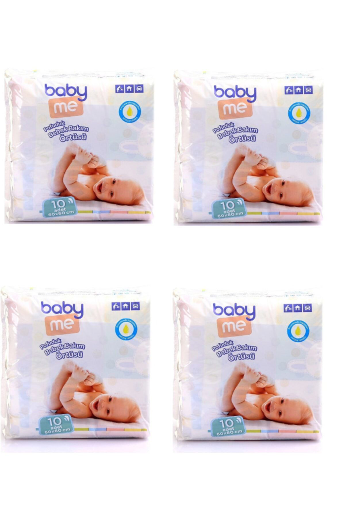 Baby&Me Baby Me Pofuduk Alt Değiştirme Örtüsü 60X60 Cm 10 Adet X 4 Adet