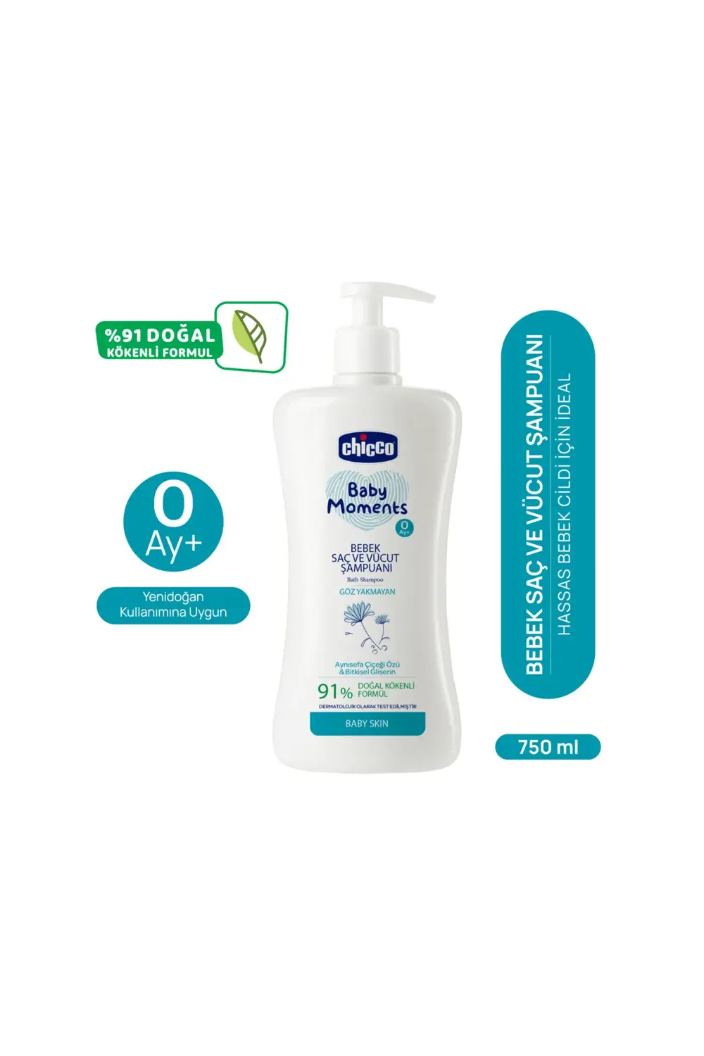 Baby Moments Doğal Bebek Saç ve Vücut Şampuanı 750 ml