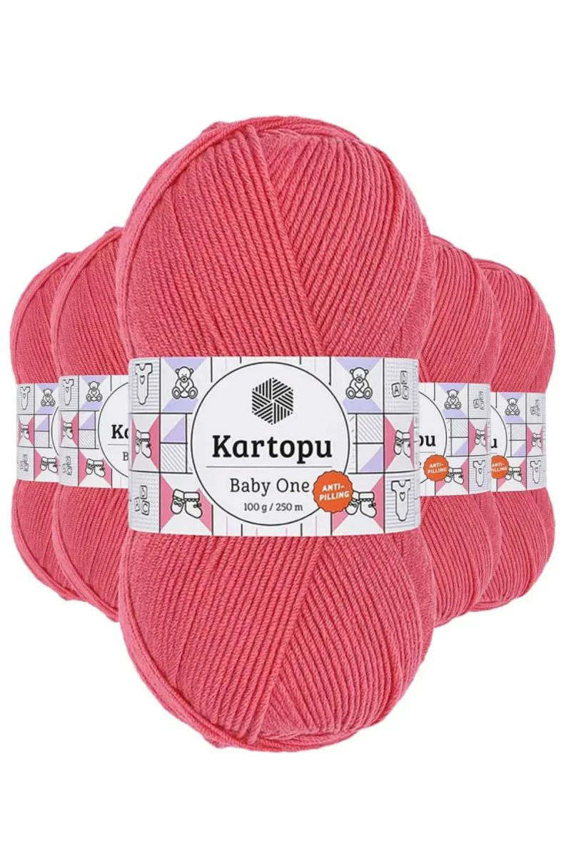 Baby One Tüylenmeyen El Örgü İpi 5'li Pembe K254 - Anti-Pilling Akrilik Yün İpi