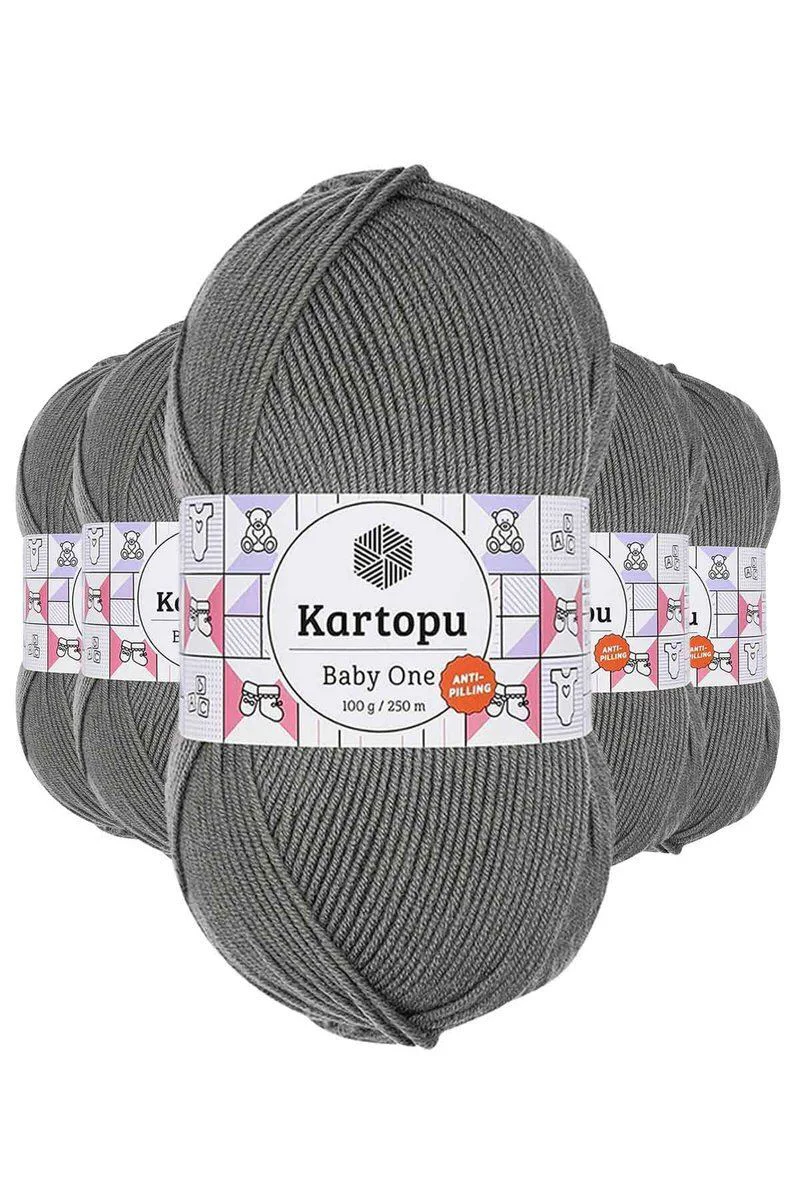 Baby One Tüylenmeyen El Örgü İpi – Koyu Gri 5'li Paket | Anti-Pilling Akrilik