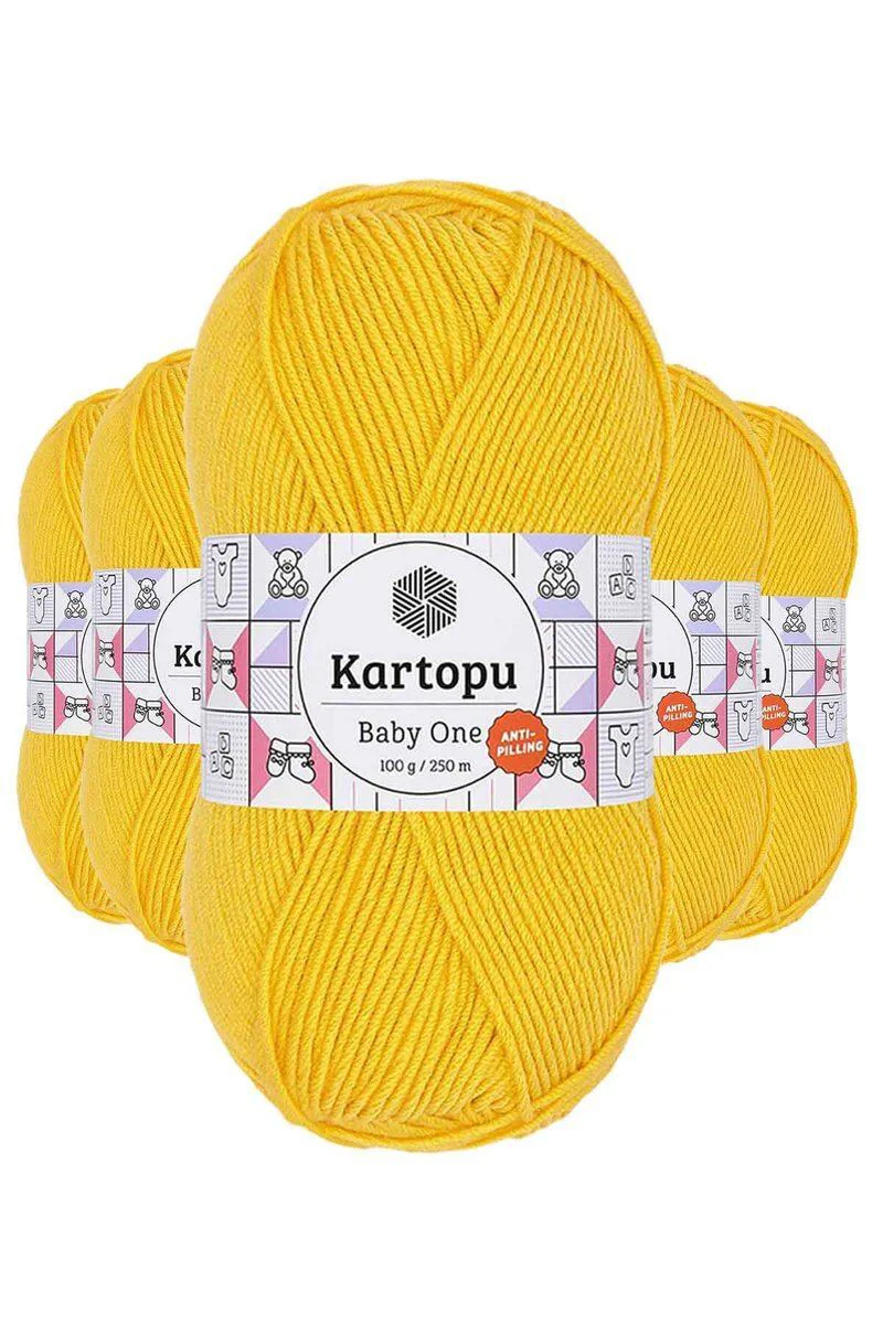 Baby One Tüylenmeyen El Örgü İpi Sarı K154 - 5'li Paket Anti-Pilling Akrilik Yün Baby One Tüylenmeyen El Örgü İpi Sarı K154 - 5'li Paket Anti-Pilling Akrilik Yün