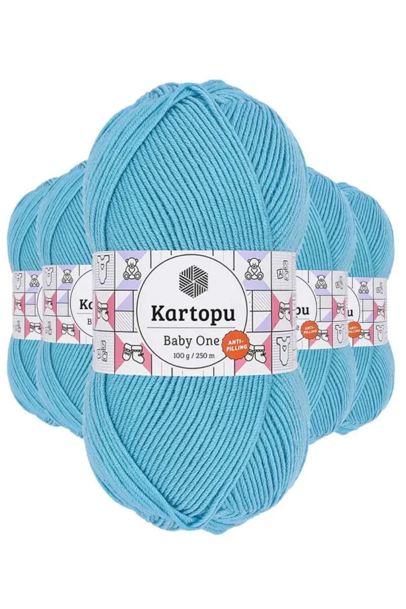 Baby One Tüylenmeyen El Örgü İpi – 5'li Turkuaz Set, 250m İnce Akrilik Yün Baby One Tüylenmeyen El Örgü İpi – 5'li Turkuaz Set, 250m İnce Akrilik Yün