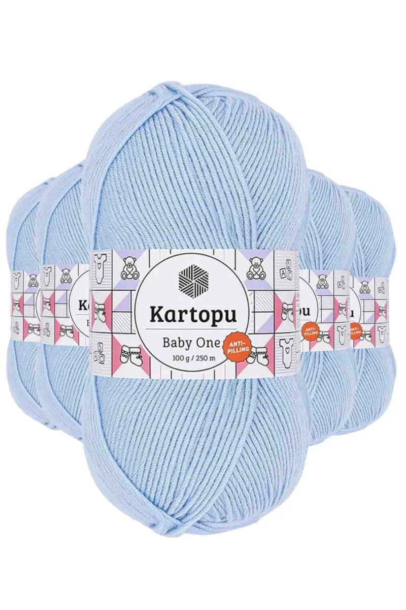 Baby One Tüylenmeyen El Örgü İpi – 5'li Mavi Set K544 | Anti-Pilling Akrilik Yün