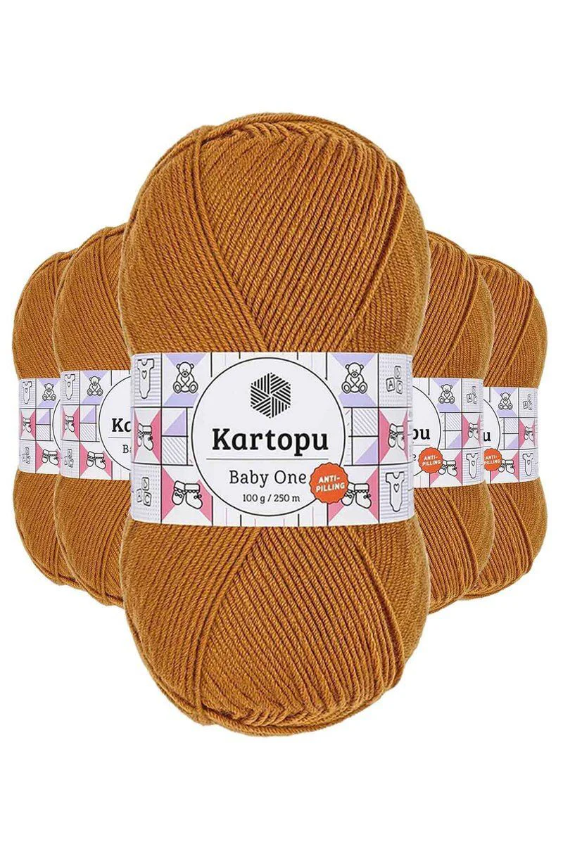 Baby One Tüylenmeyen El Örgü İpi Yünü Hardal - 5'li Paket Baby One Tüylenmeyen El Örgü İpi Yünü Hardal - 5'li Paket