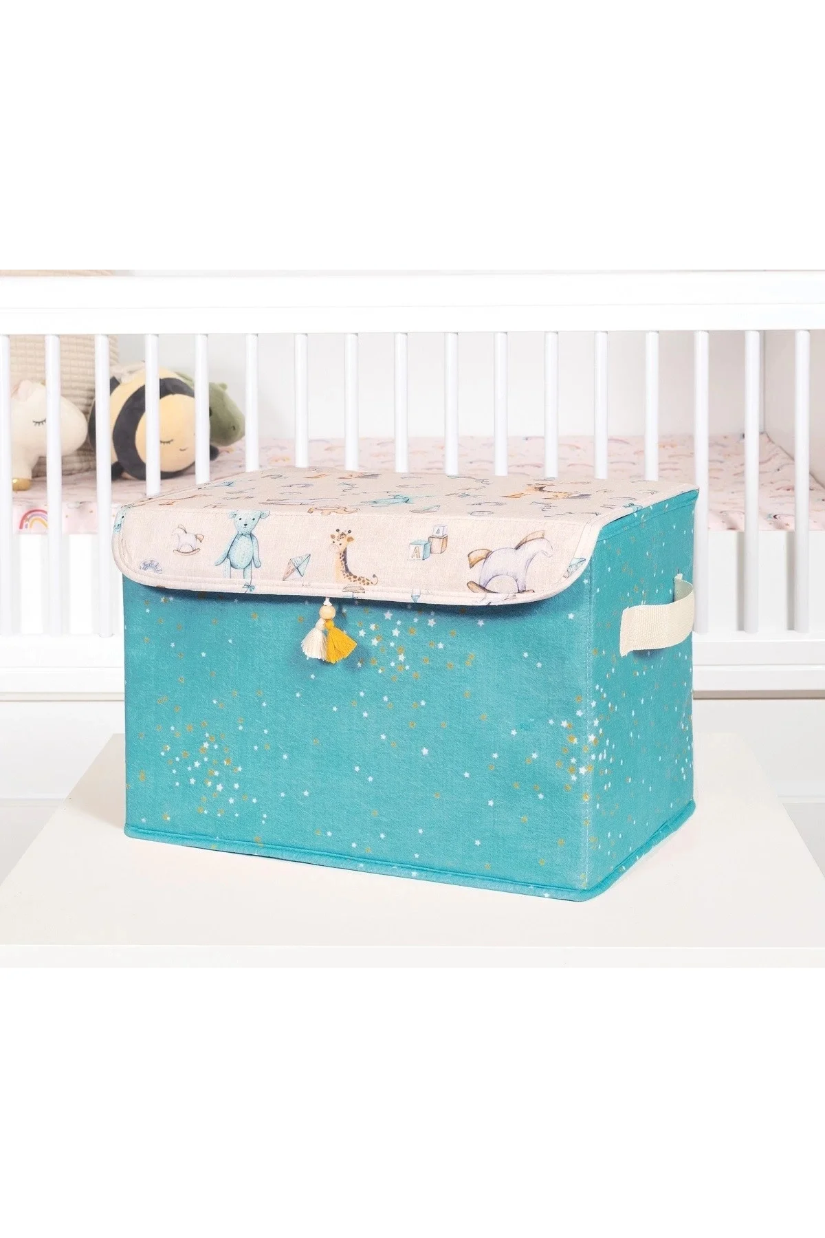 Baby Püsküllü Kapaklı Kutu Düzenleyici Çok Amaçlı Organizer Kutu 