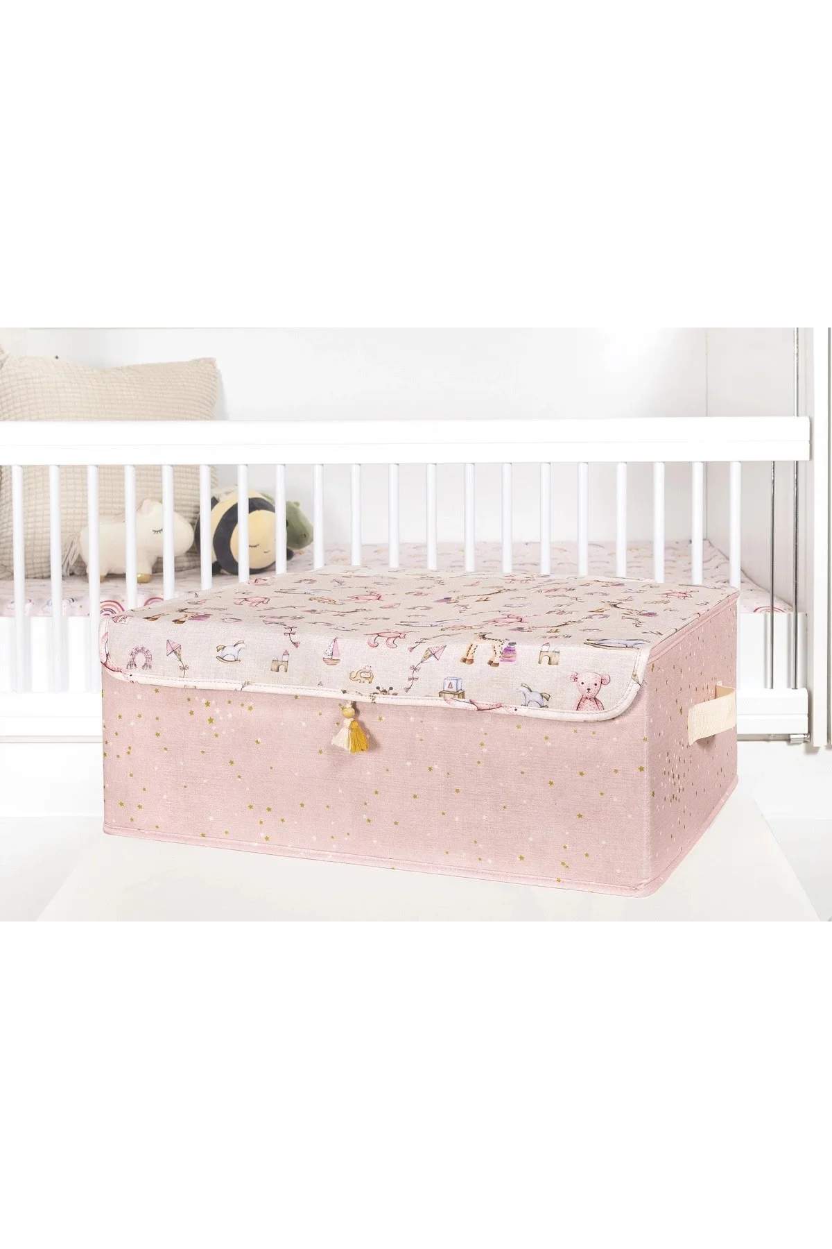 Baby Püsküllü Kapaklı Kutu Düzenleyici Çok Amaçlı Organizer Kutu 