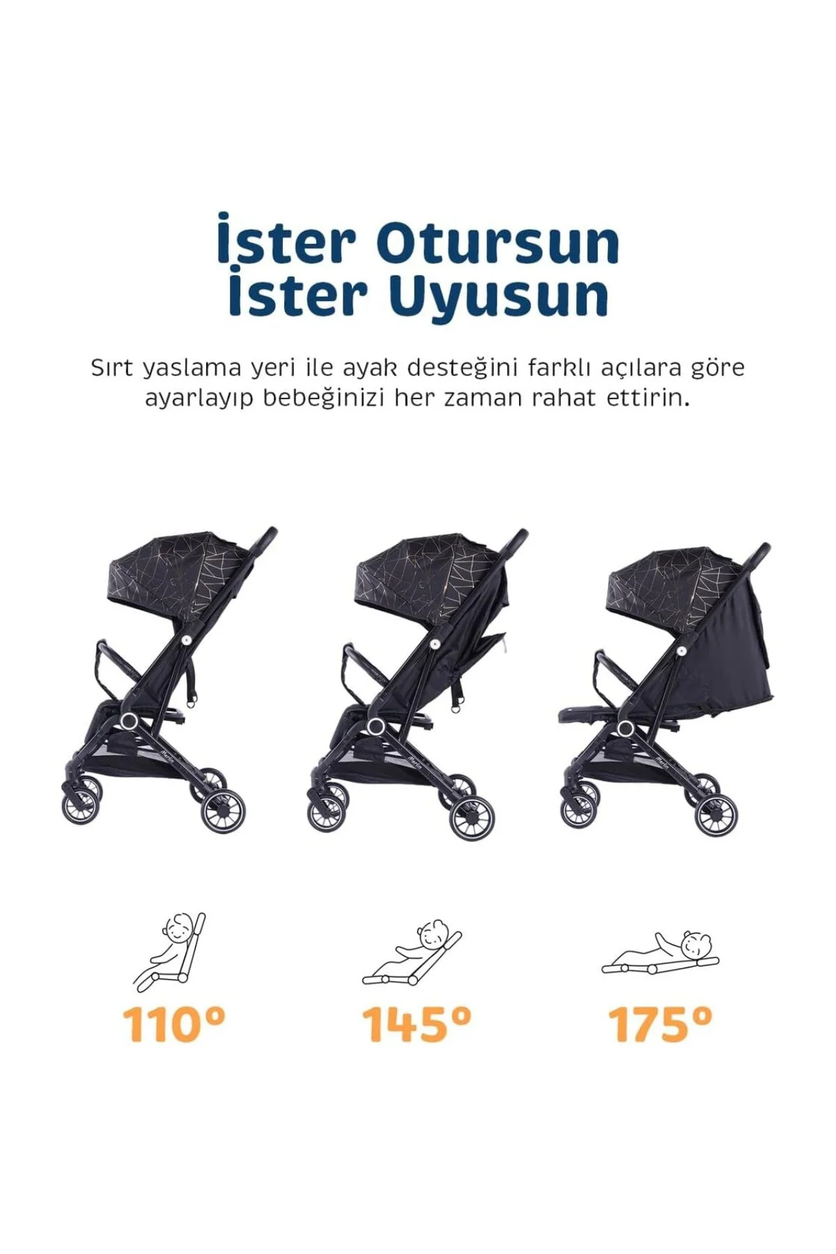 Baby Storch Merlin Bebek Arabası, Siyah-Gri