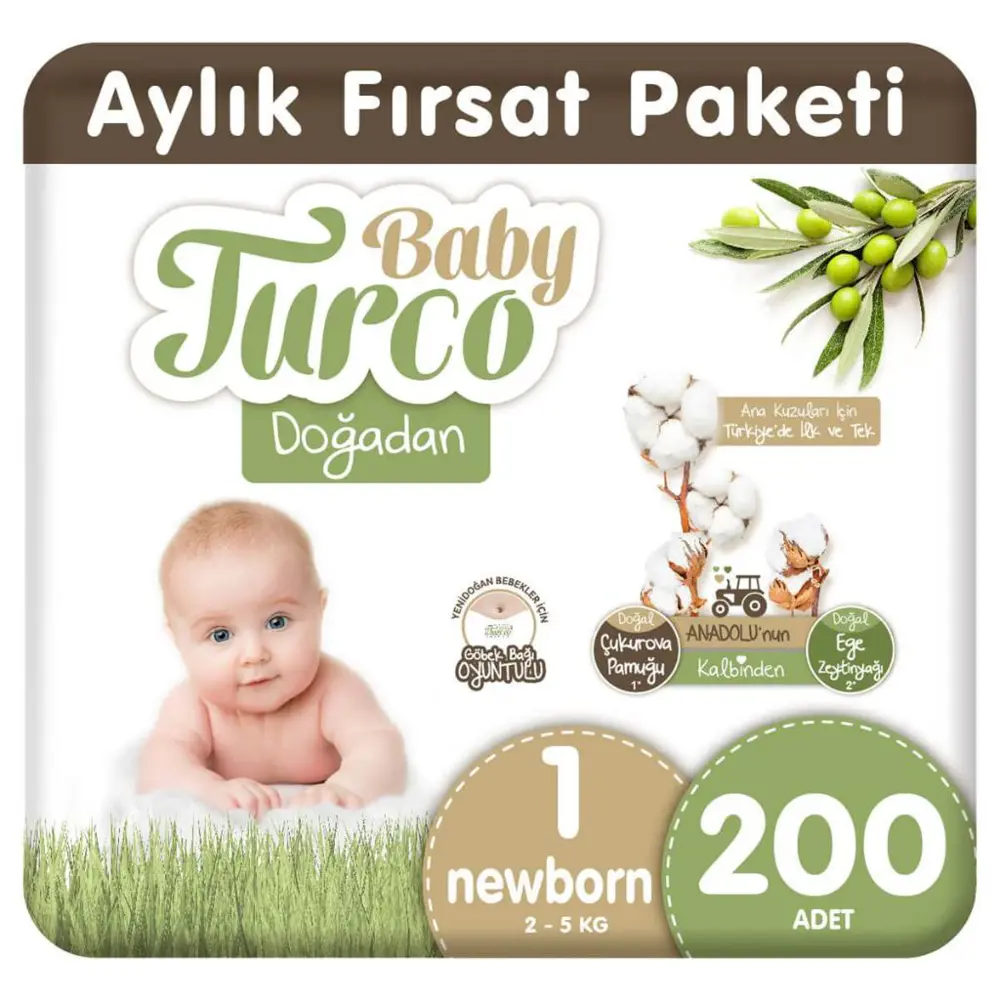 Baby Turco Doğadan 1 Numara Newborn 200 Adet BABYTUR1