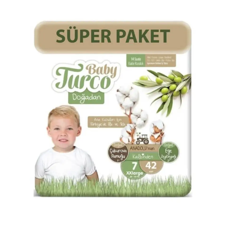 Baby Turco Doğadan 7 Numara XXLarge 42'li Bebek Bezi BABYTURXXL7
