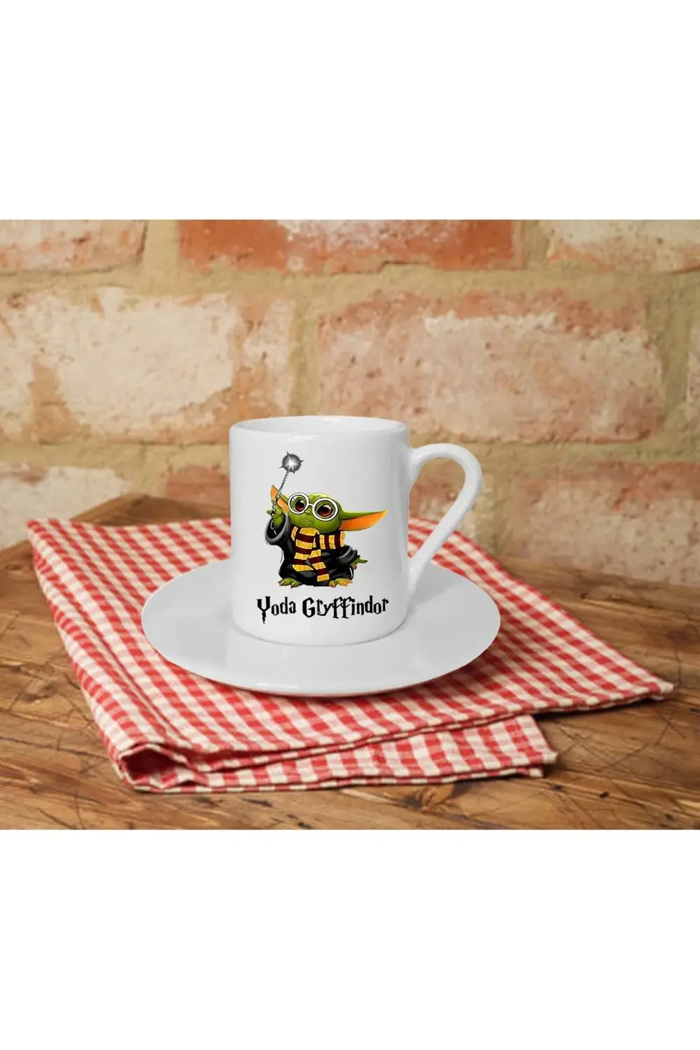 Baby Yoda Baskılı Beyaz Türk Kahvesi Fincanı