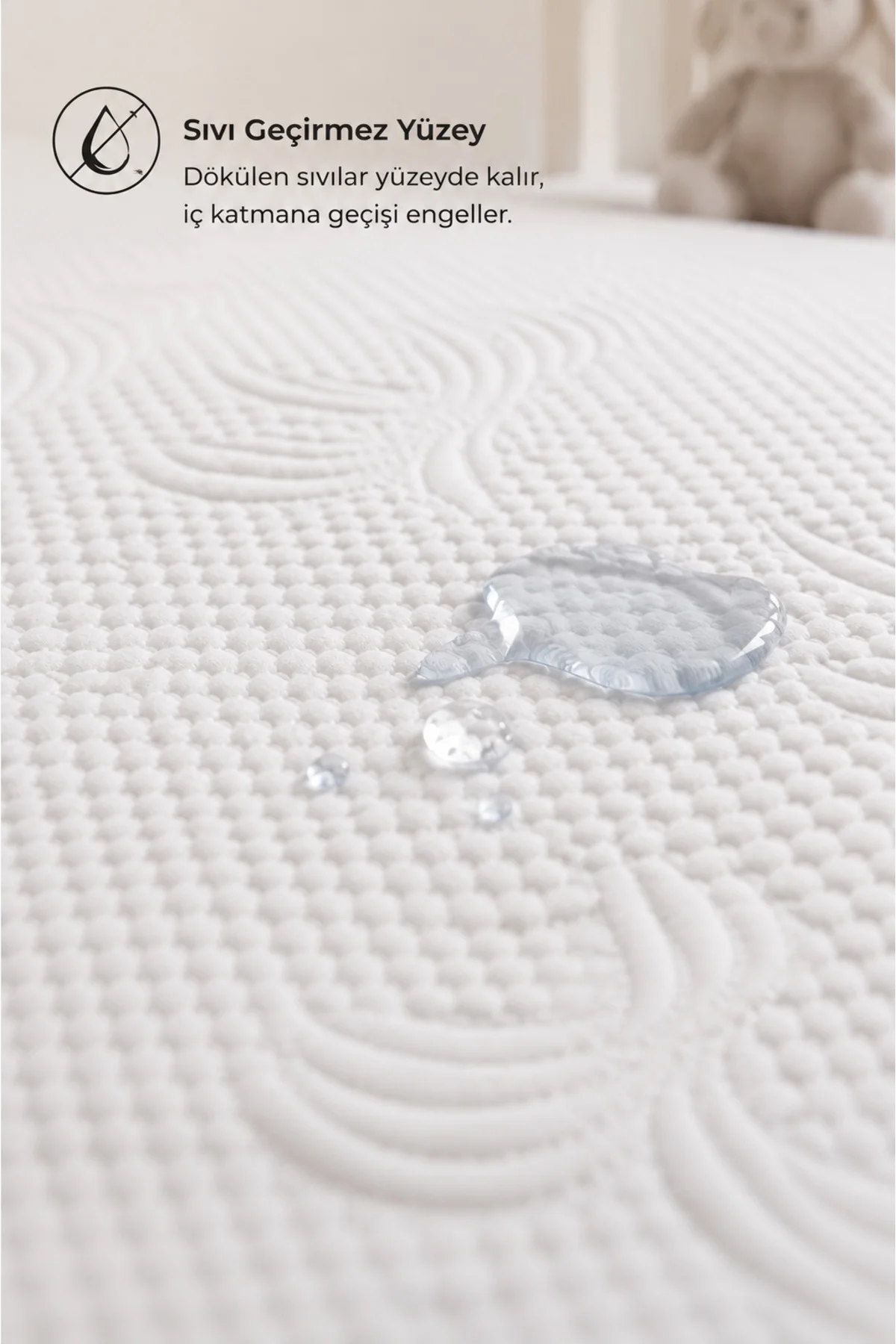 BabyDry Bambu Desenli Oeko-Tex Sertifikalı Sıvı Geçirmez Fitted Bebek Alezi Bebek Yatak Koruyucu