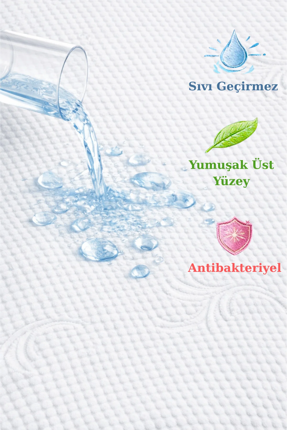 BabyDry Bambu Desenli Oeko-Tex Sertifikalı Sıvı Geçirmez Fitted Bebek Alezi Bebek Yatak Koruyucu