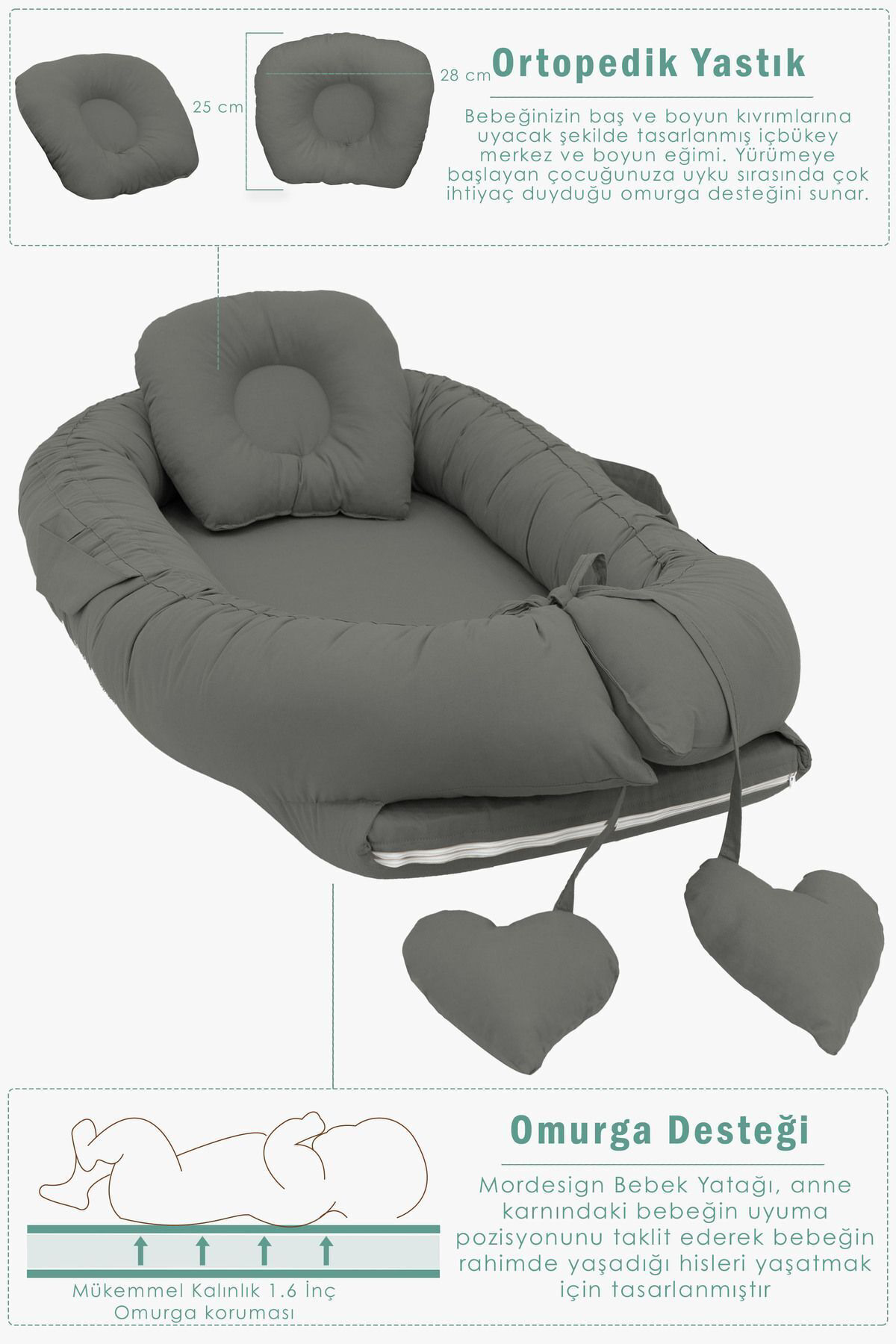 Mordesign Babynest Ortopedik Bebek Yataği, Anne Yani Bebek Yataği, Ergonomi