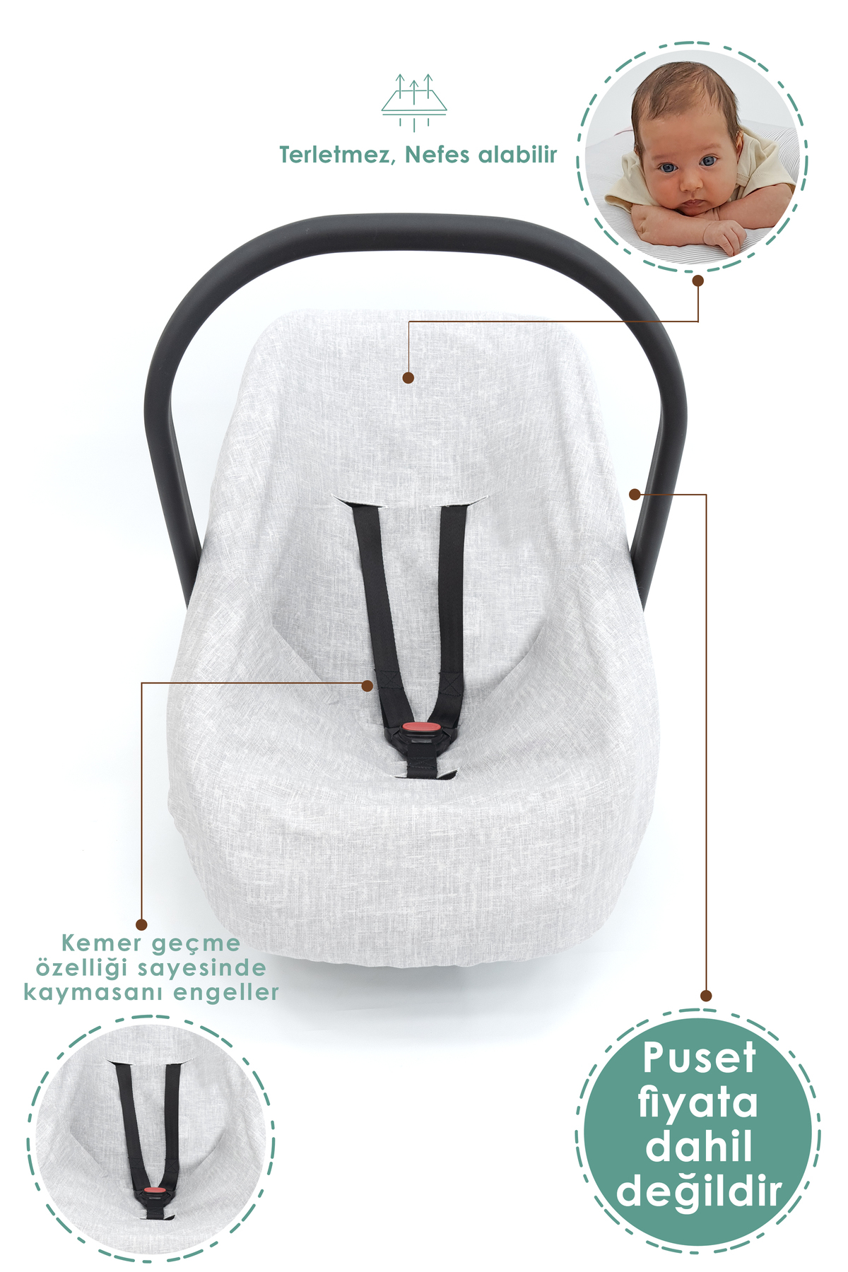 Mordesign Babynest Ortopedik Bebek Yatak, Pike Ve Puset Aksesuar 6'Lı Set,