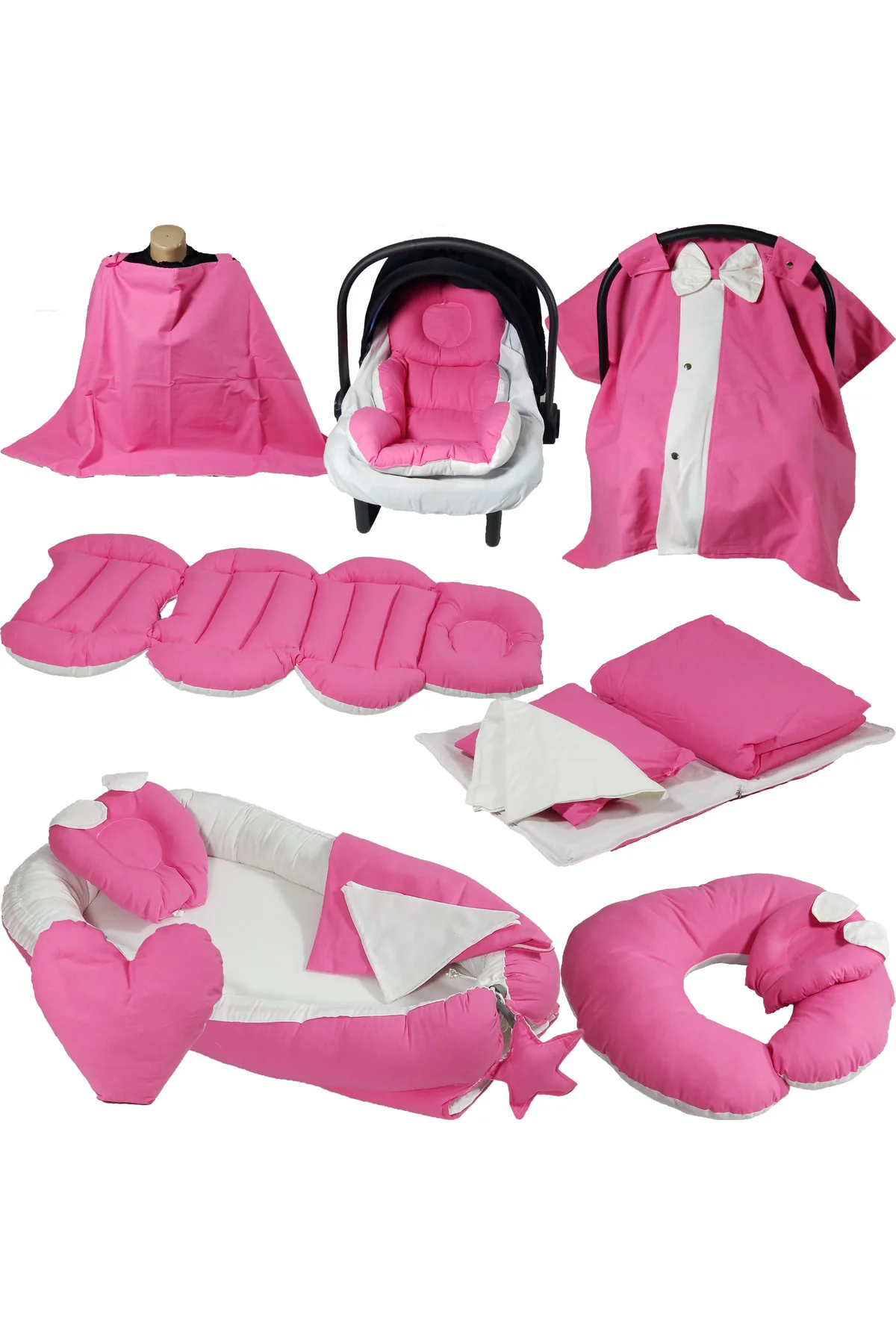 Babynest Puset Içi Set Araba Minderi Emzirme Örtüsü Ve Minderi Beşik Içi Nevresim Takımı 15 Li Set