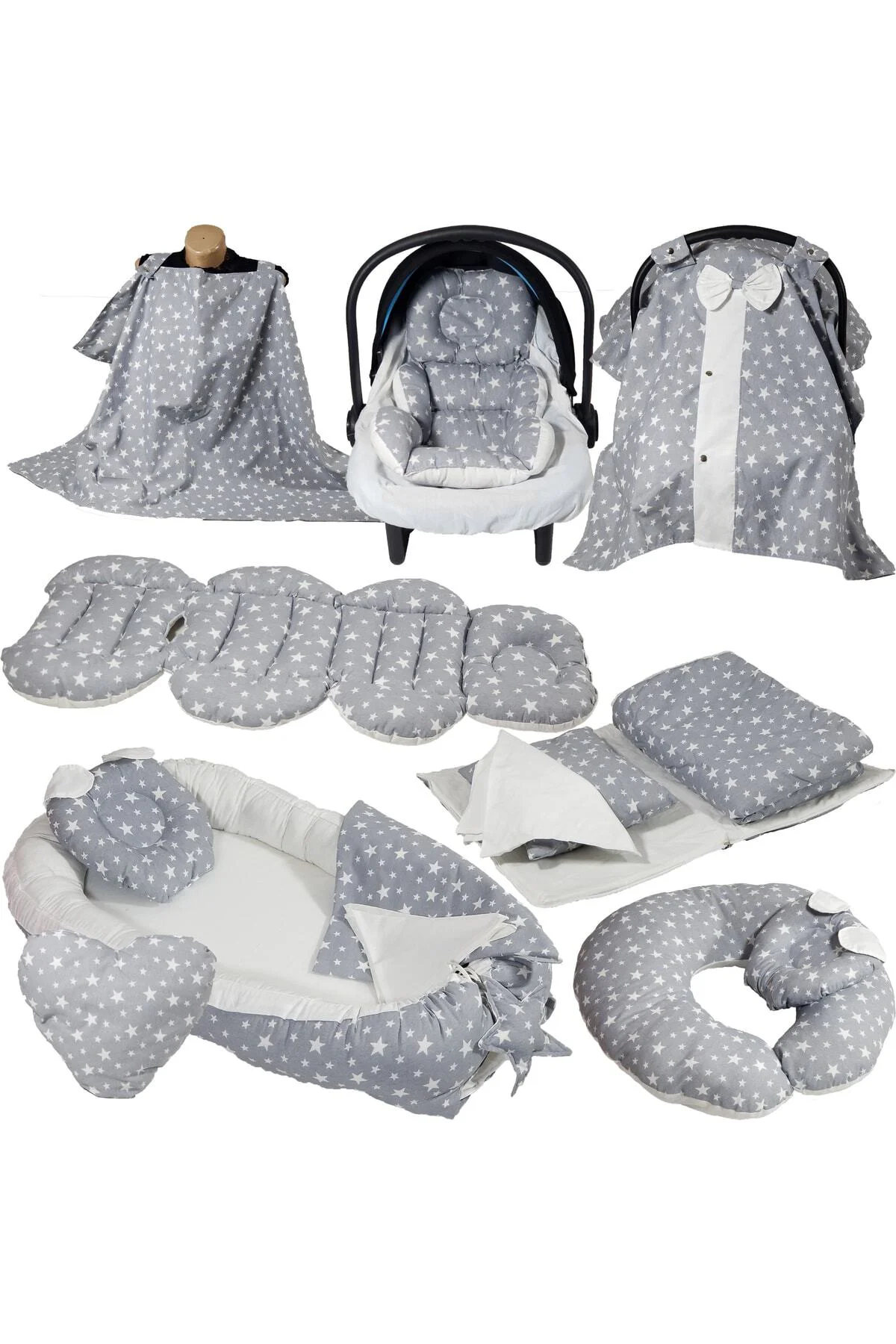 Babynest Puset Içi Set Araba Minderi Emzirme Örtüsü Ve Minderi Be