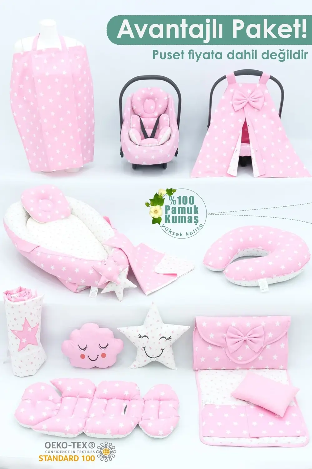 Mordesign Babynest Yatak, Yastık, Pike, Ortopedik Araba Minder, Emzirme Ve