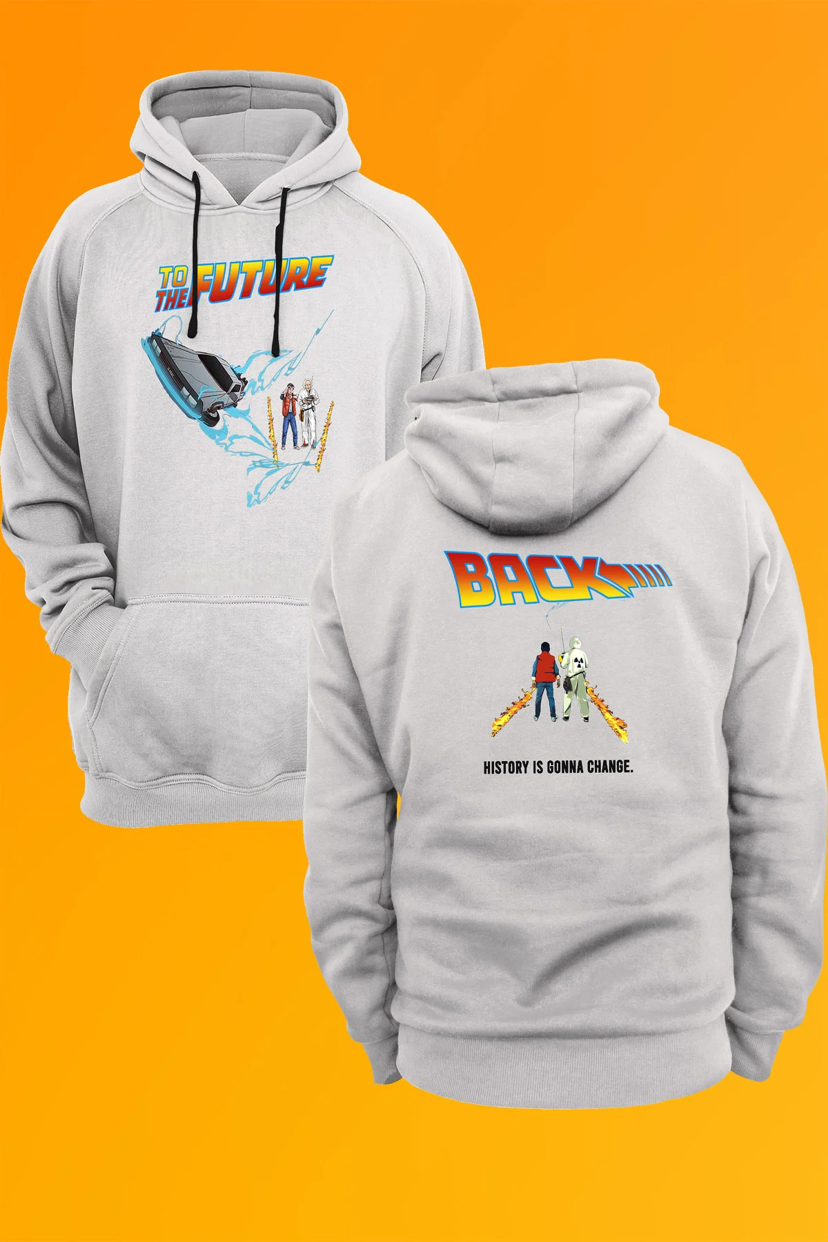 Back To The Future Baskılı Kapüşonlu Sweatshirt