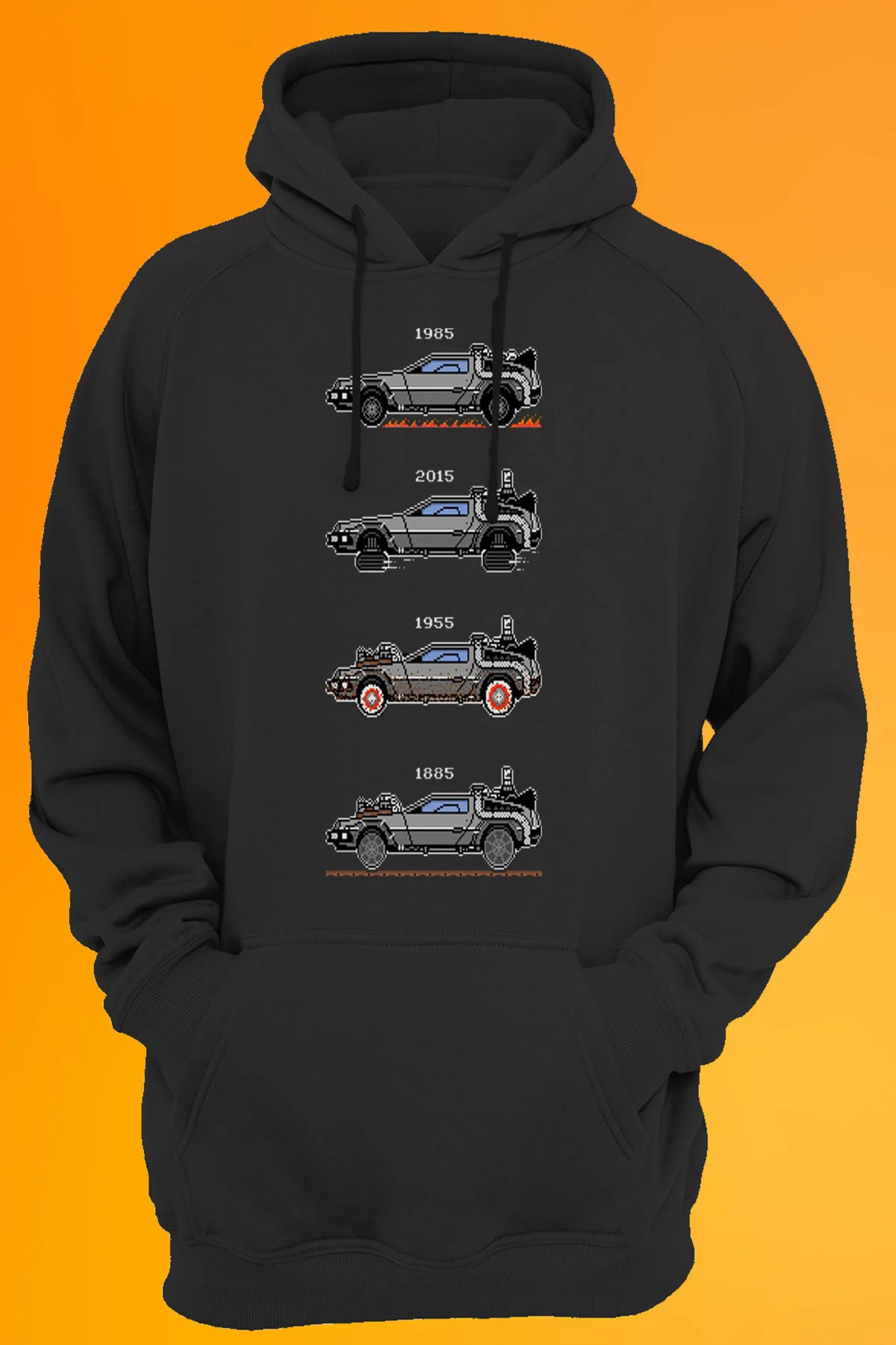 Back To The Future De Lorean Baskılı Kapüşonlu Sweatshirt