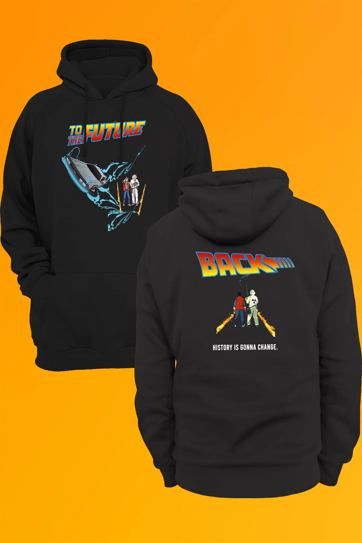 Back To The Future Geleceğe Dönüş Baskılı Kapüşonlu Sweatshirt