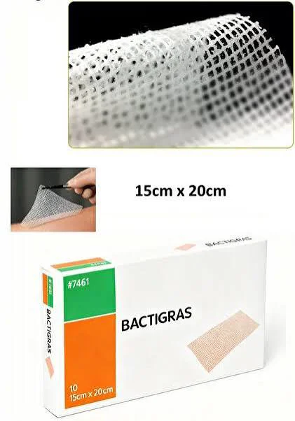 Bactigras İlaçlı Gazlı Pansuman - %0.5 Klorheksidinli Küçük Yanık ve Kesik Bandı (15x20 cm, Steril)