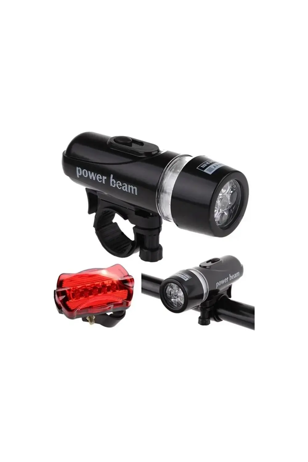 Bade 5 Led'li Su Geçirmez Bisiklet Aydınlatma Farı Ön Arka -siyah