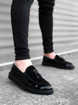 Bağcıksız Yüksek Taban Siyah Taban Klasik Süet Detaylı Püsküllü C