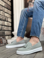 Bağcıksız Yüksek Taban Gri Süet Püsküllü Erkek Ayakkabı