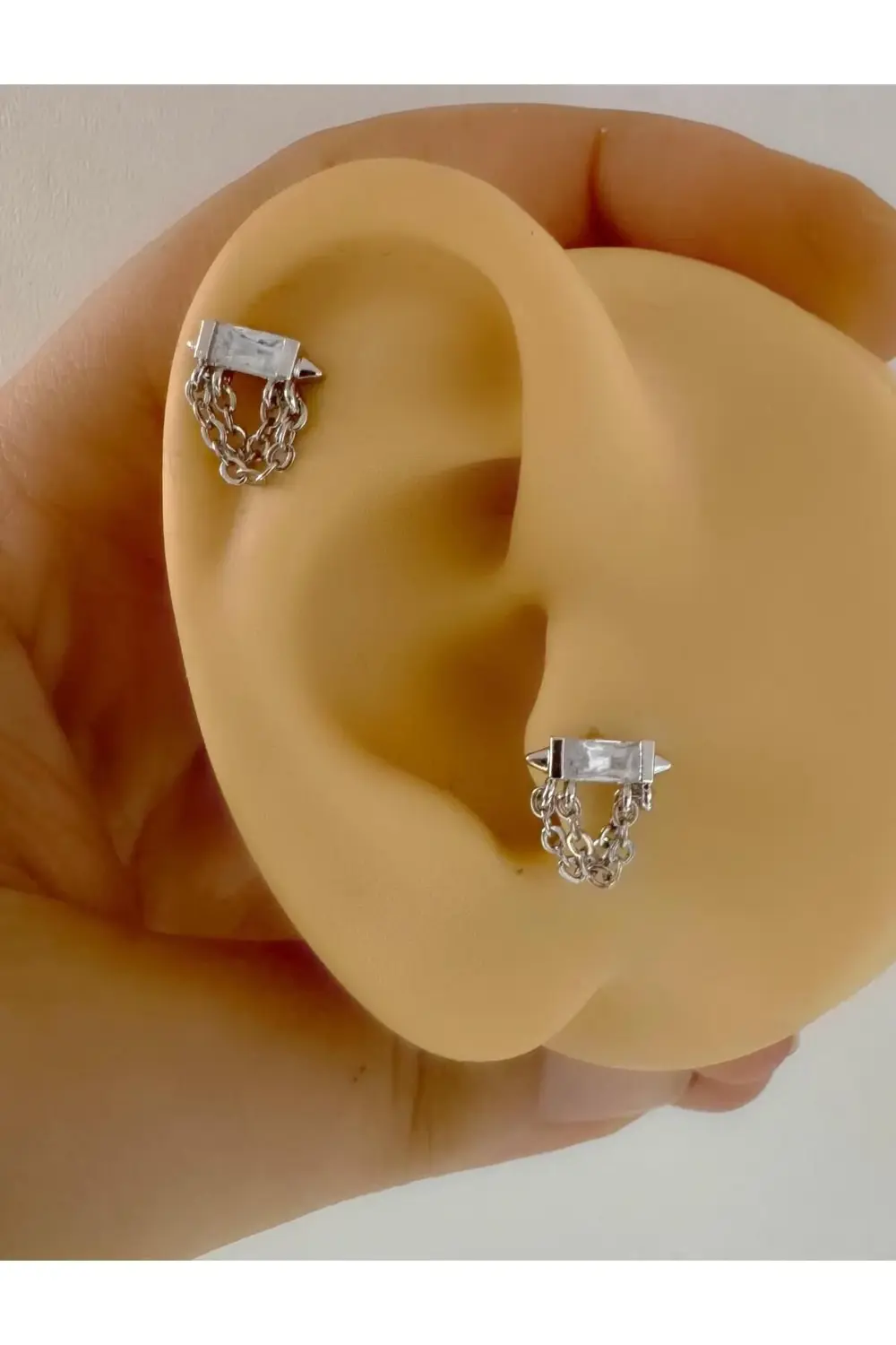 baget zirkon taşlı zincirli tragus helix conch lobe uyumlu 1 adet