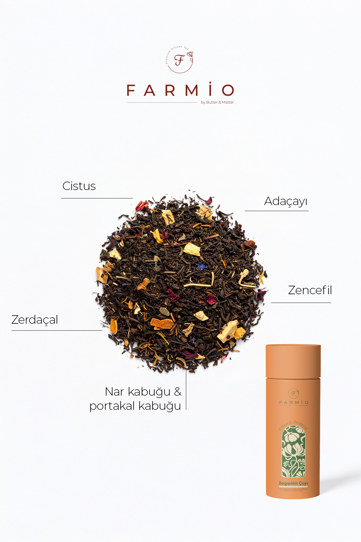 BAĞIŞIKLIK ÇAYI – 12 Poşet – Cistus, Adaçayı, Zencefil, Nar, Port