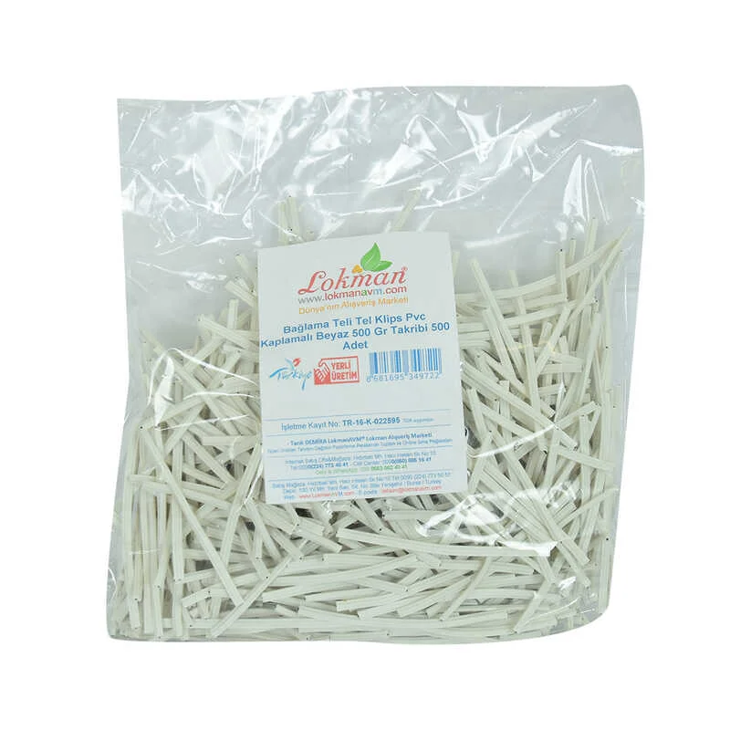 Bağlama Teli 500 Gr PVC Kaplamalı Beyaz Tel Klips - 1 Paket