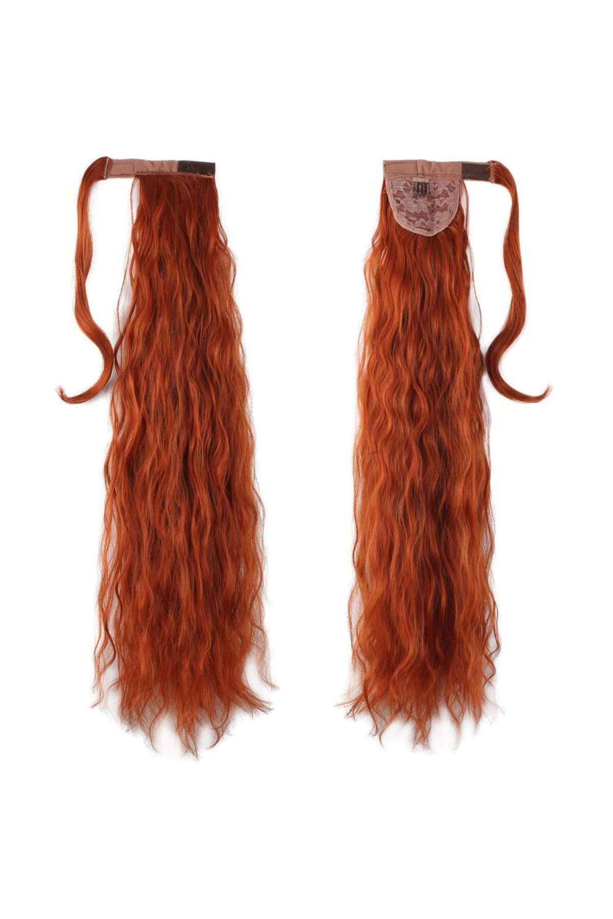 Online Dükkanım Bağlamalı Kabarık Dalgalı At Kuyruğu / Bakır