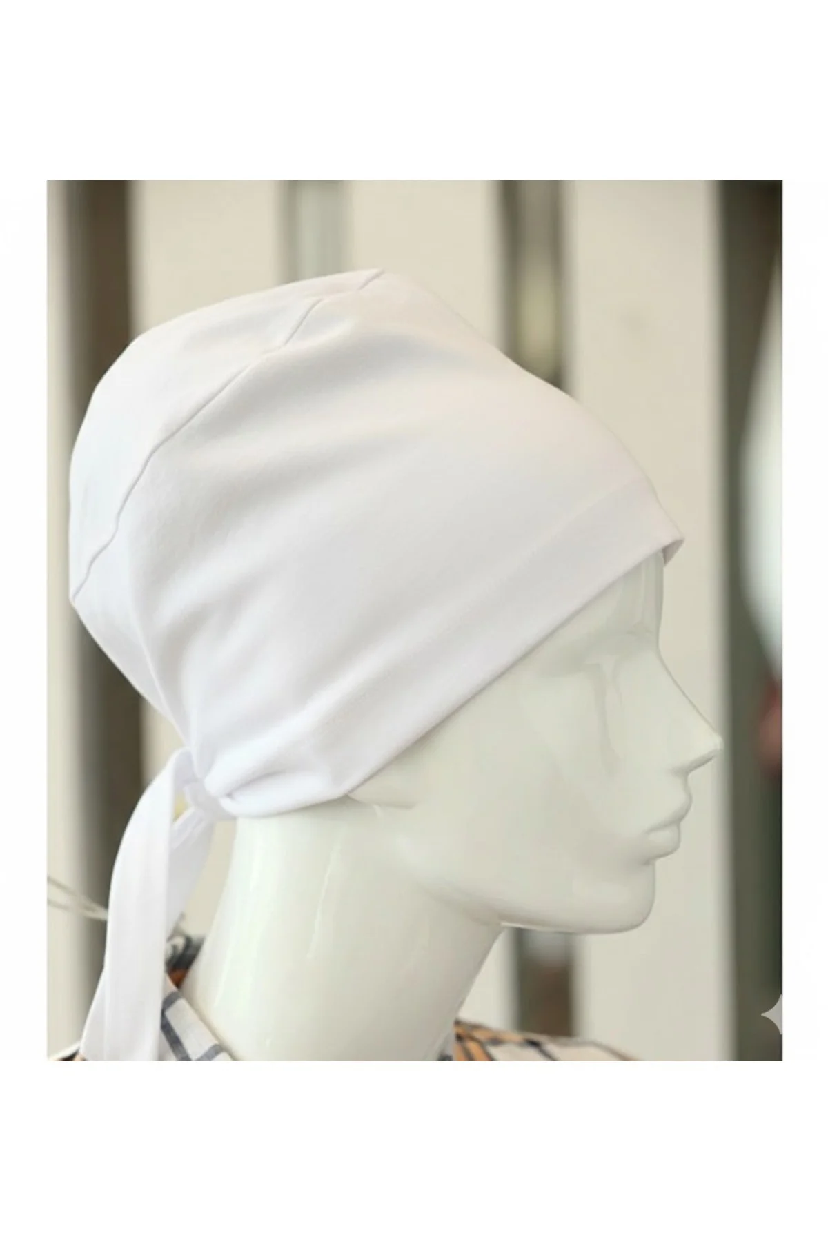 Bağlamalı Tesettür Bone Bağlamalı Bandana Beyaz 5 Adet