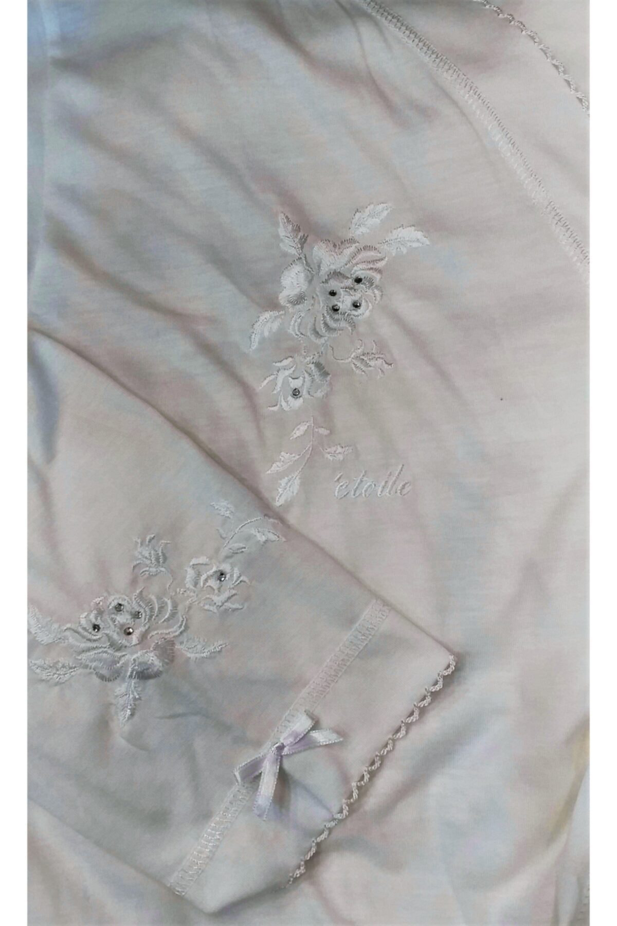 Etoile Bağlamalı Uzun Sabahlık Ekru