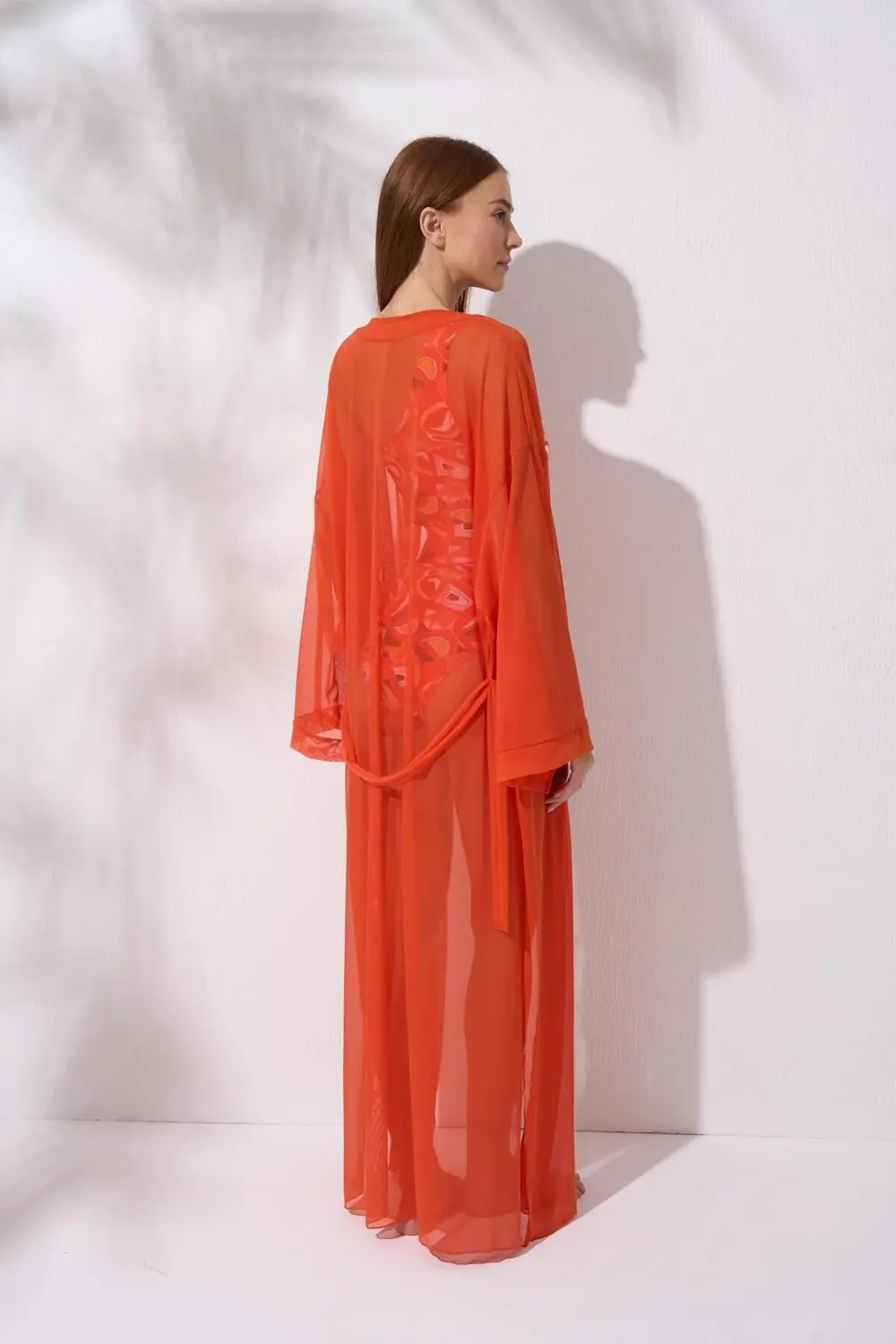 Bağlamalı Uzun Kaftan Tunik Turuncu 241812