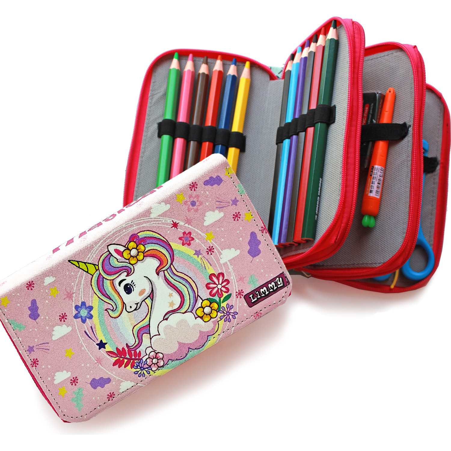 Bahar Çiçekli Unicorn Kalem Kutusu Kawai Organizer Kalemkutu Vega