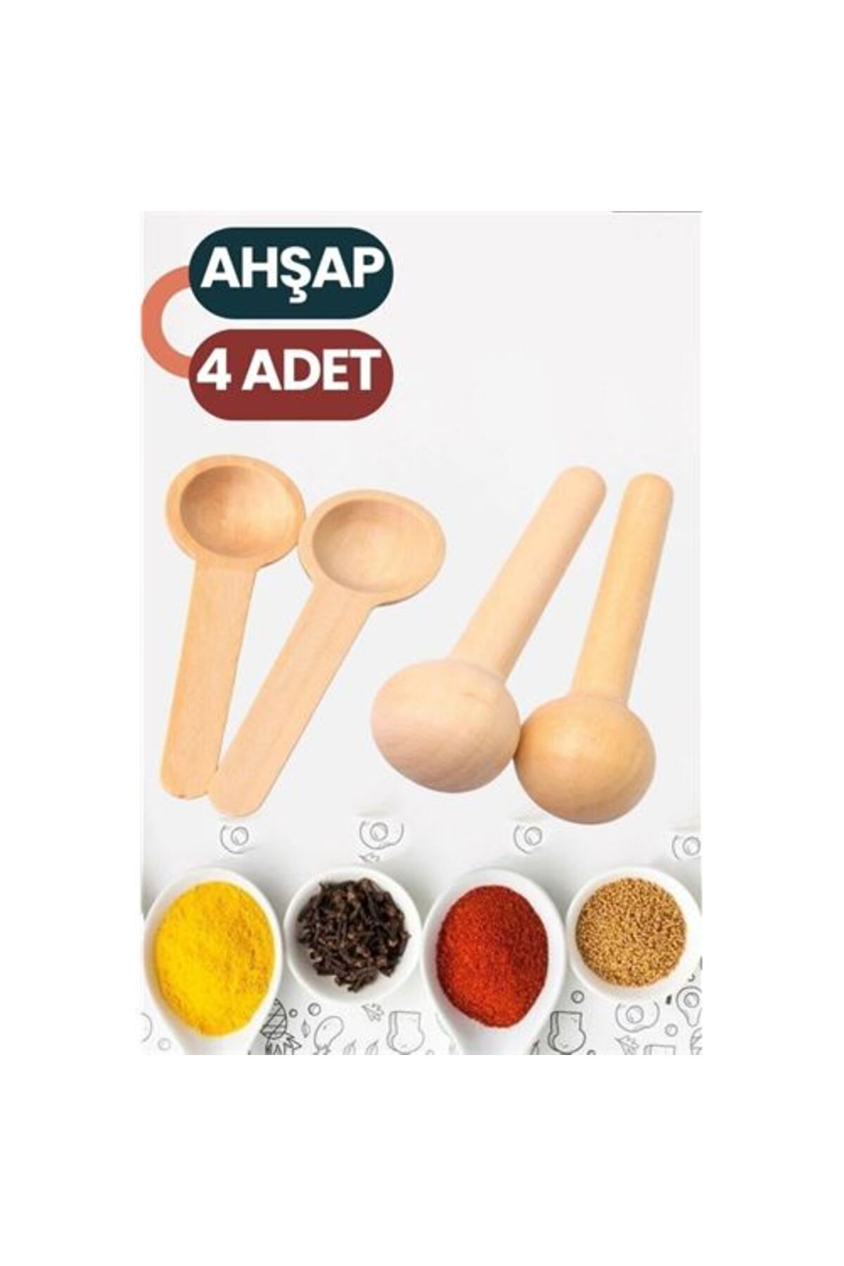 Baharat Kaşığı 7 cm Mini Doğal Ahşap El Yapımı