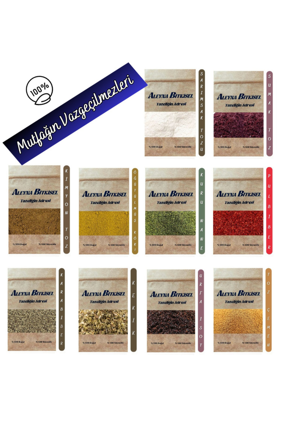 Baharat Seti 10lu Mutfağın Vazgeçilmezleri 50 gr Paketler Halinde