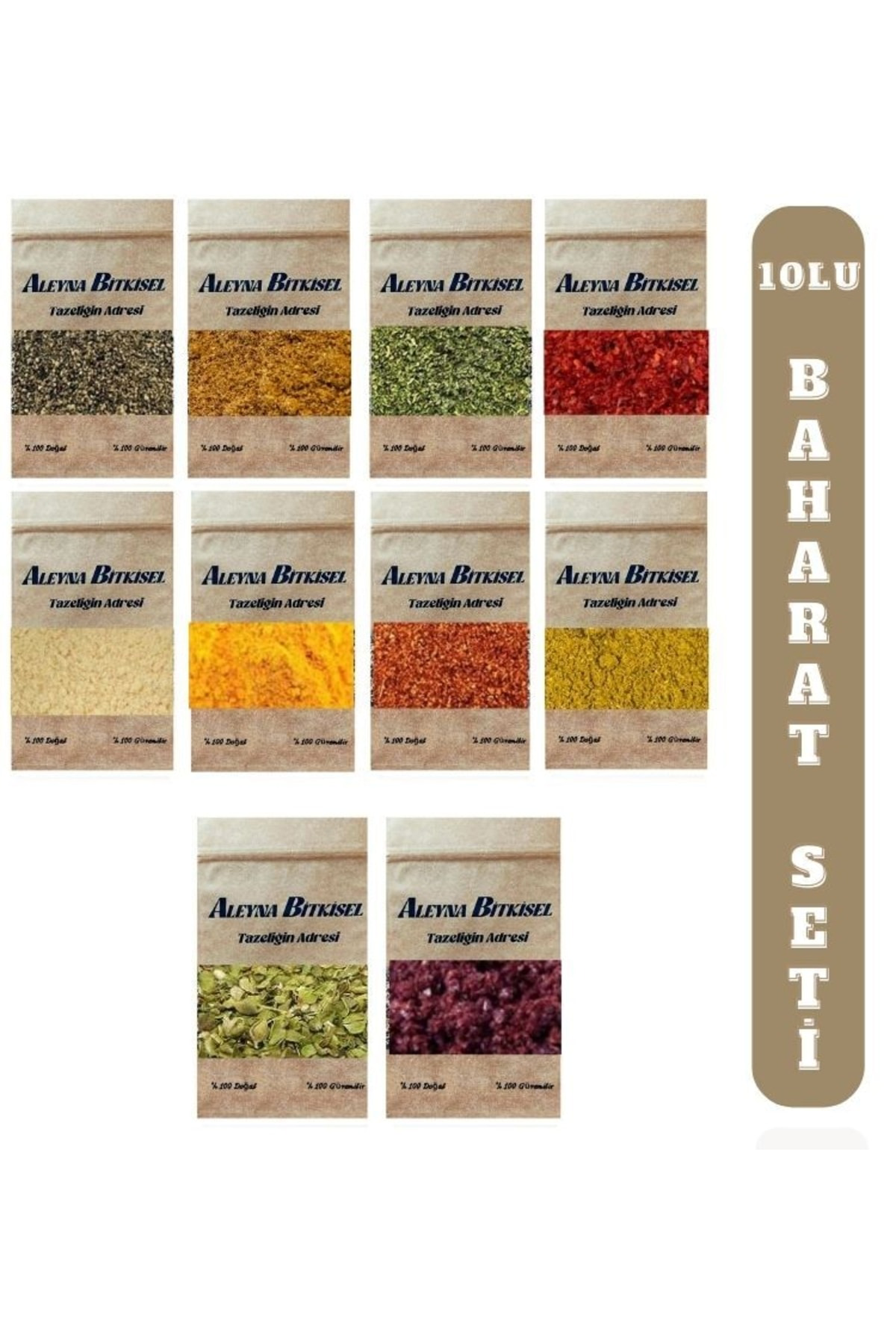 Aleyna Bitkisel Baharat Seti Mega 10Lu Karabiber,Nane,Sumak,Zencefil,Tozbiber