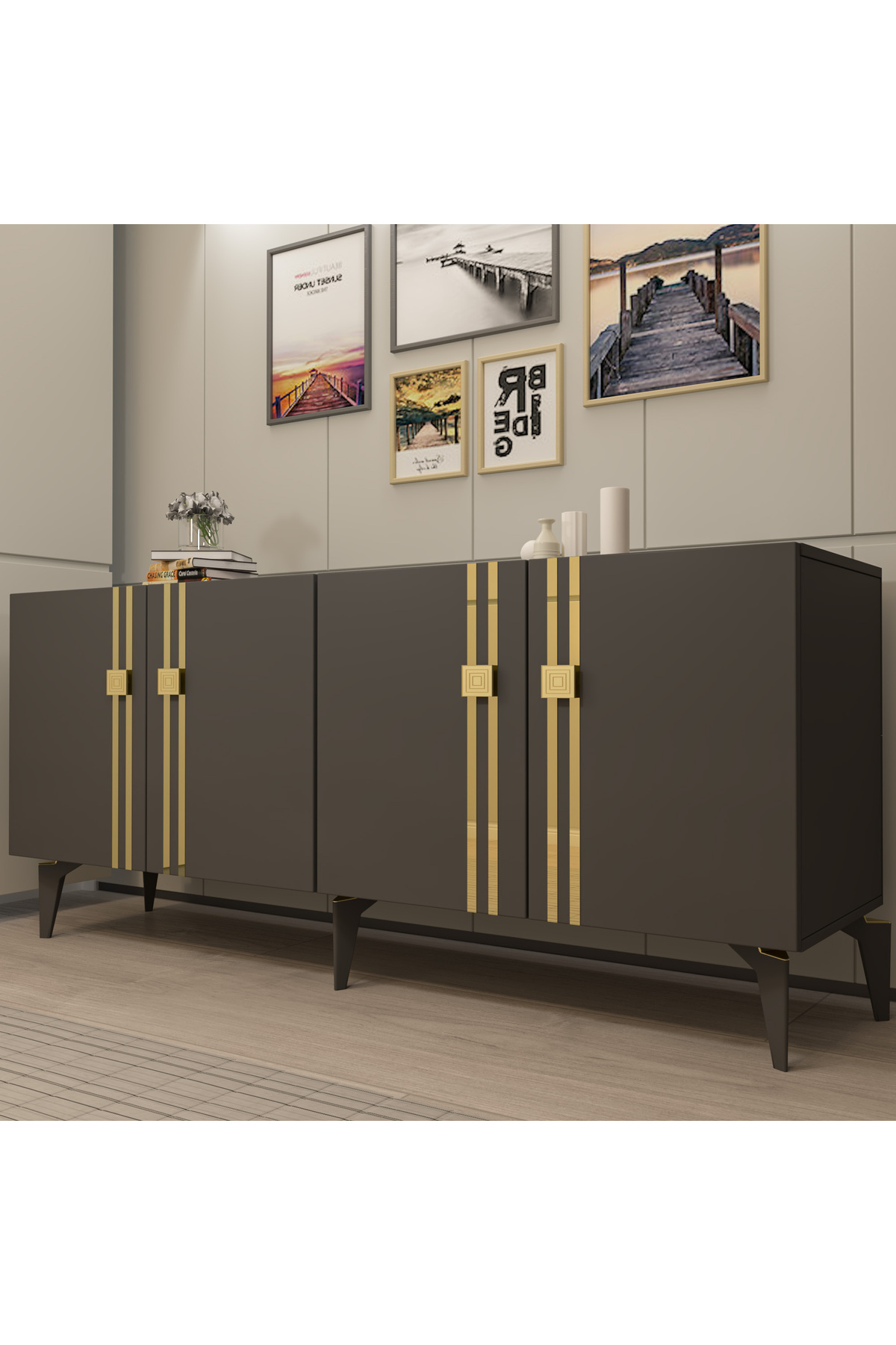 Cantek Dizayn Baharct (Kb150) Konsol Antrasit-Altin